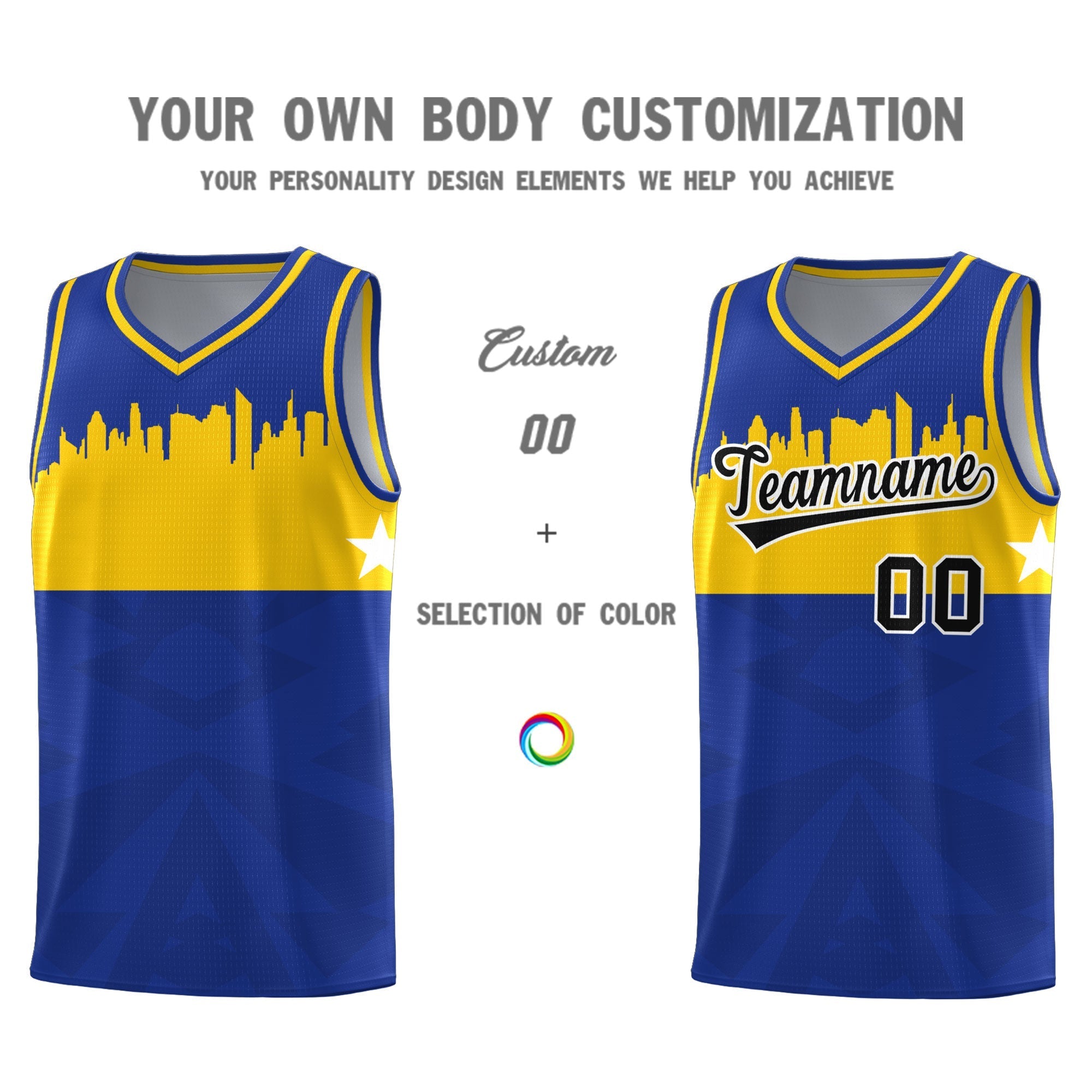 Custom Royal Personalized City Silhouette Pattern Sports Uniform Basketball Jersey|KXKSHOP