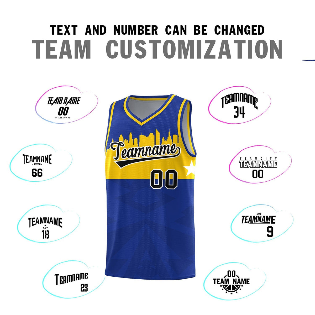 Custom Royal Personalized City Silhouette Pattern Sports Uniform Basketball Jersey|KXKSHOP