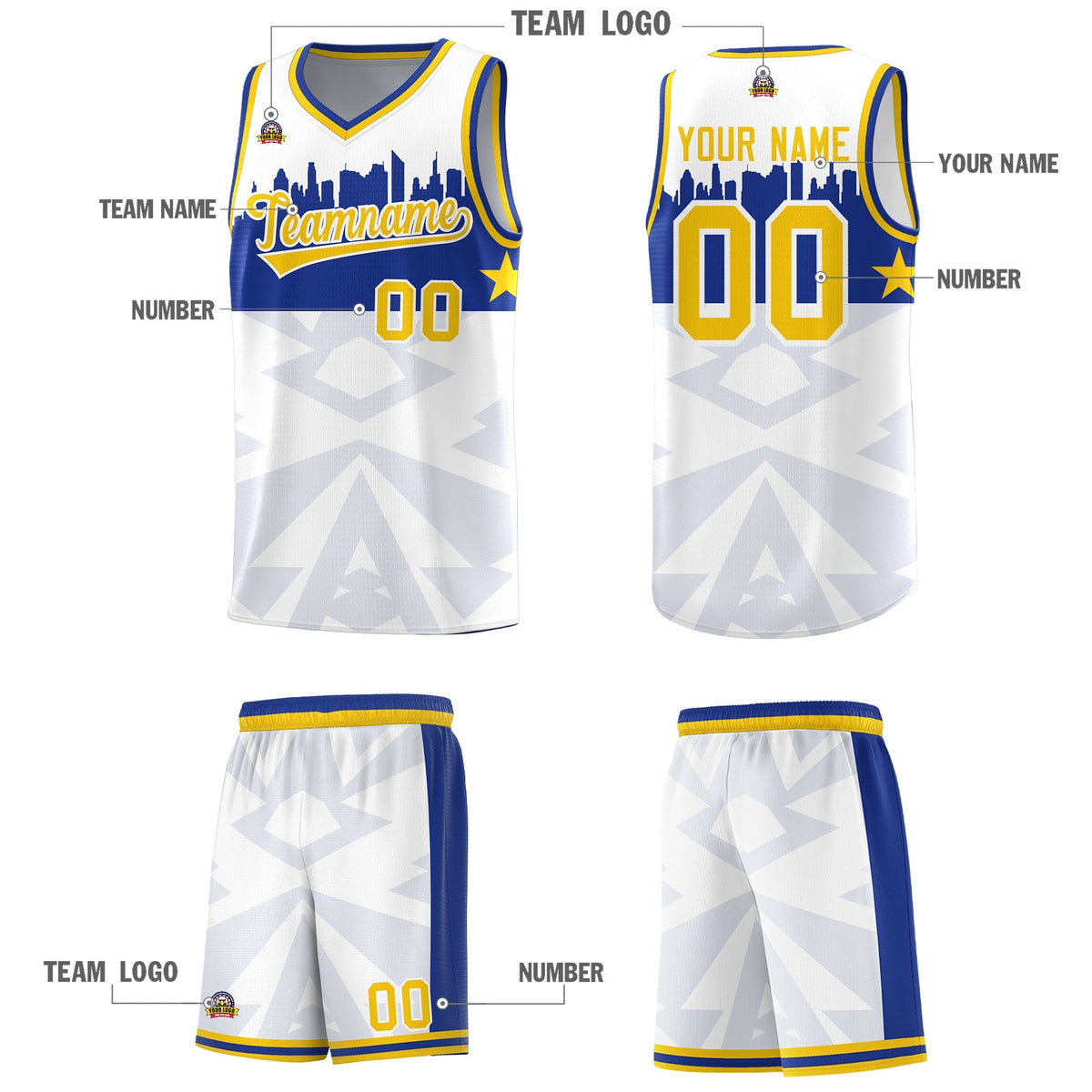 Custom White Personalized City Silhouette Pattern Sports Uniform Basketball Jersey|KXKSHOP