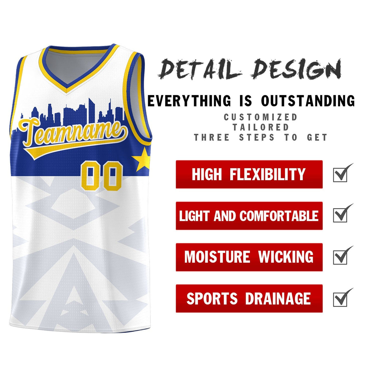 Custom White Personalized City Silhouette Pattern Sports Uniform Basketball Jersey|KXKSHOP