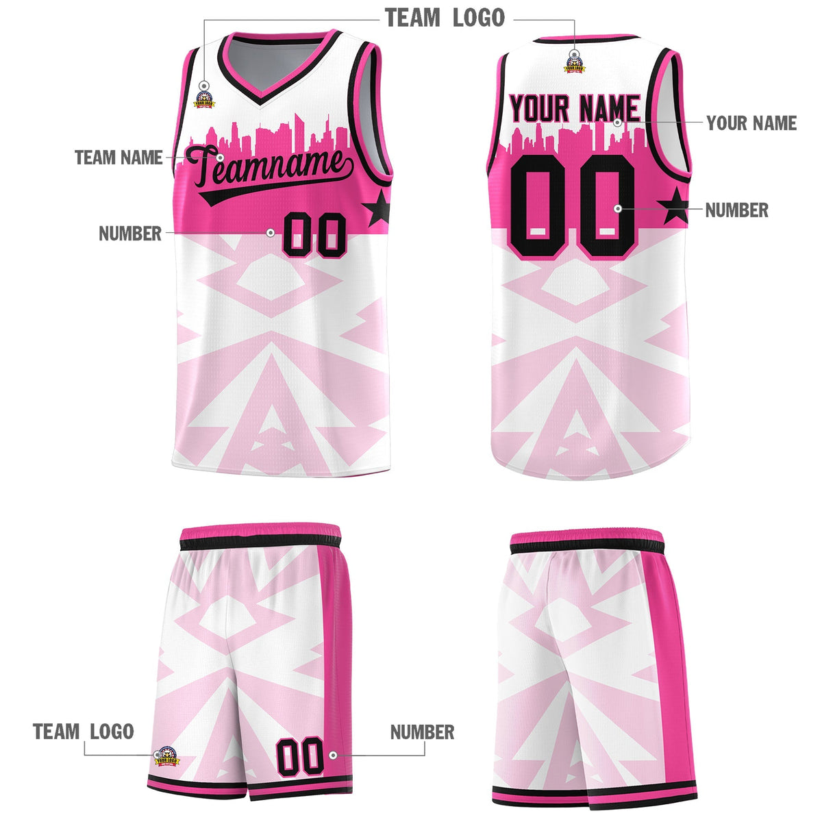 Custom White Personalized City Silhouette Pattern Sports Uniform Basketball Jersey|KXKSHOP
