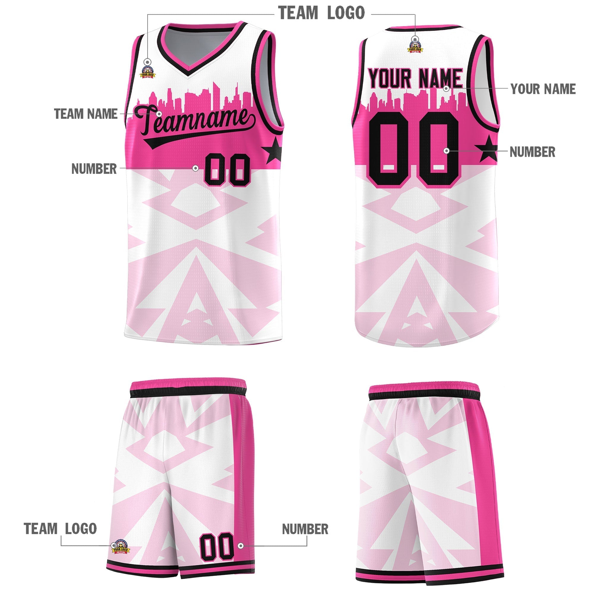 Custom White Personalized City Silhouette Pattern Sports Uniform Basketball Jersey|KXKSHOP