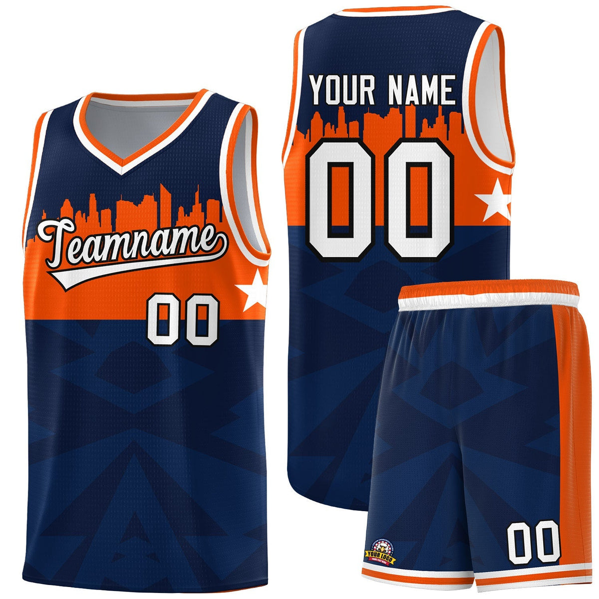 Custom Navy Personalized City Silhouette Pattern Sports Uniform Basketball Jersey|KXKSHOP