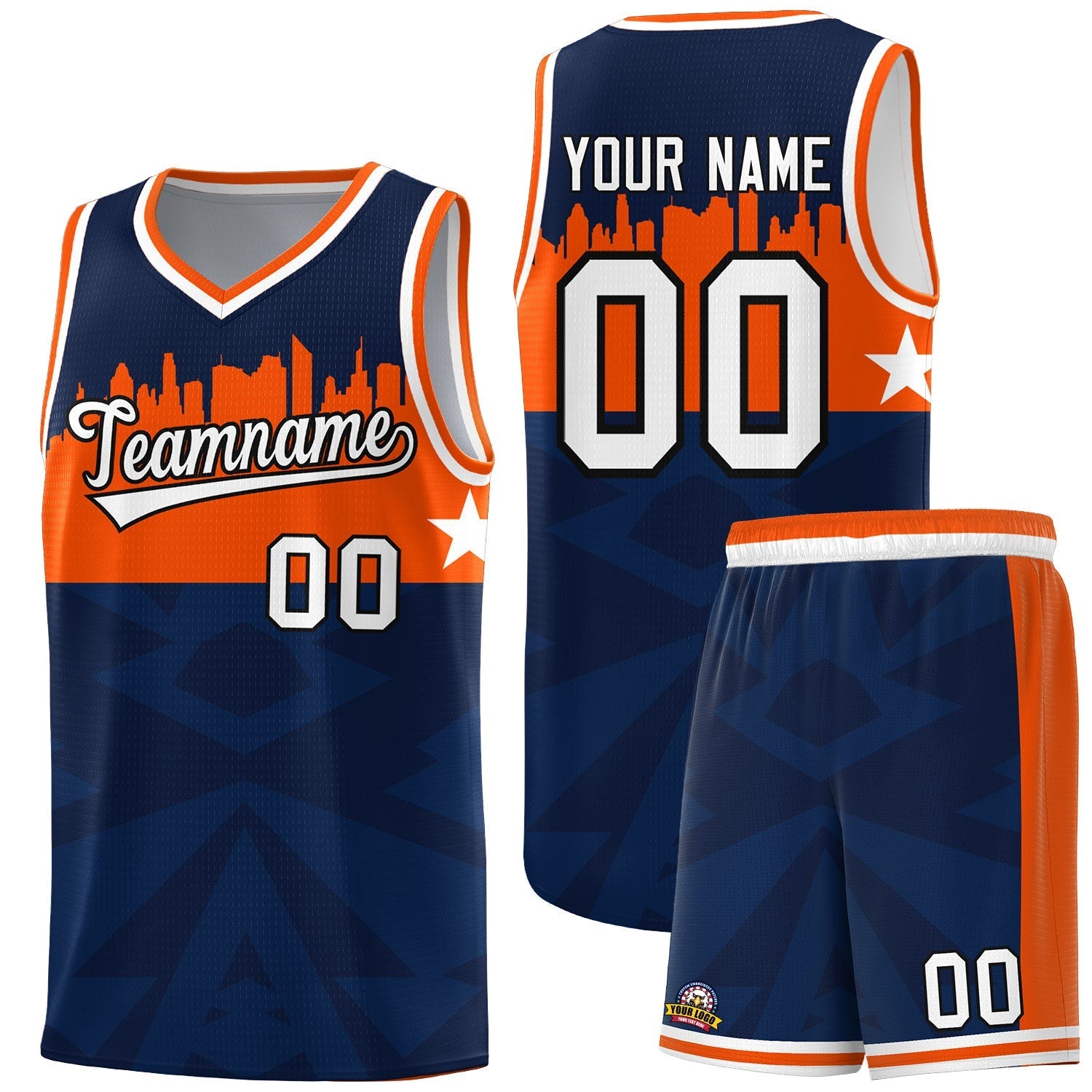 Custom Navy Personalized City Silhouette Pattern Sports Uniform Basketball Jersey|KXKSHOP