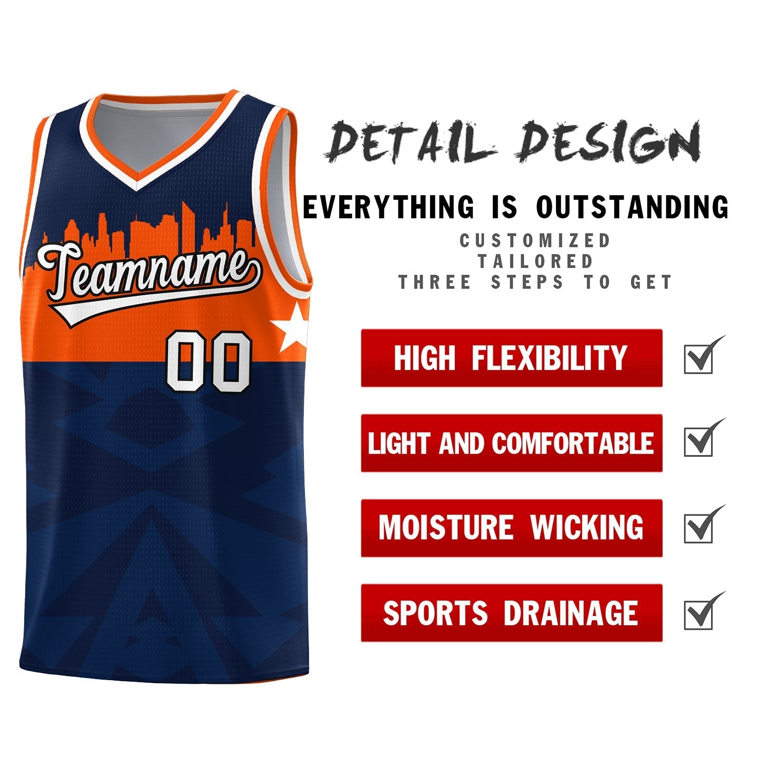 Custom Navy Personalized City Silhouette Pattern Sports Uniform Basketball Jersey|KXKSHOP