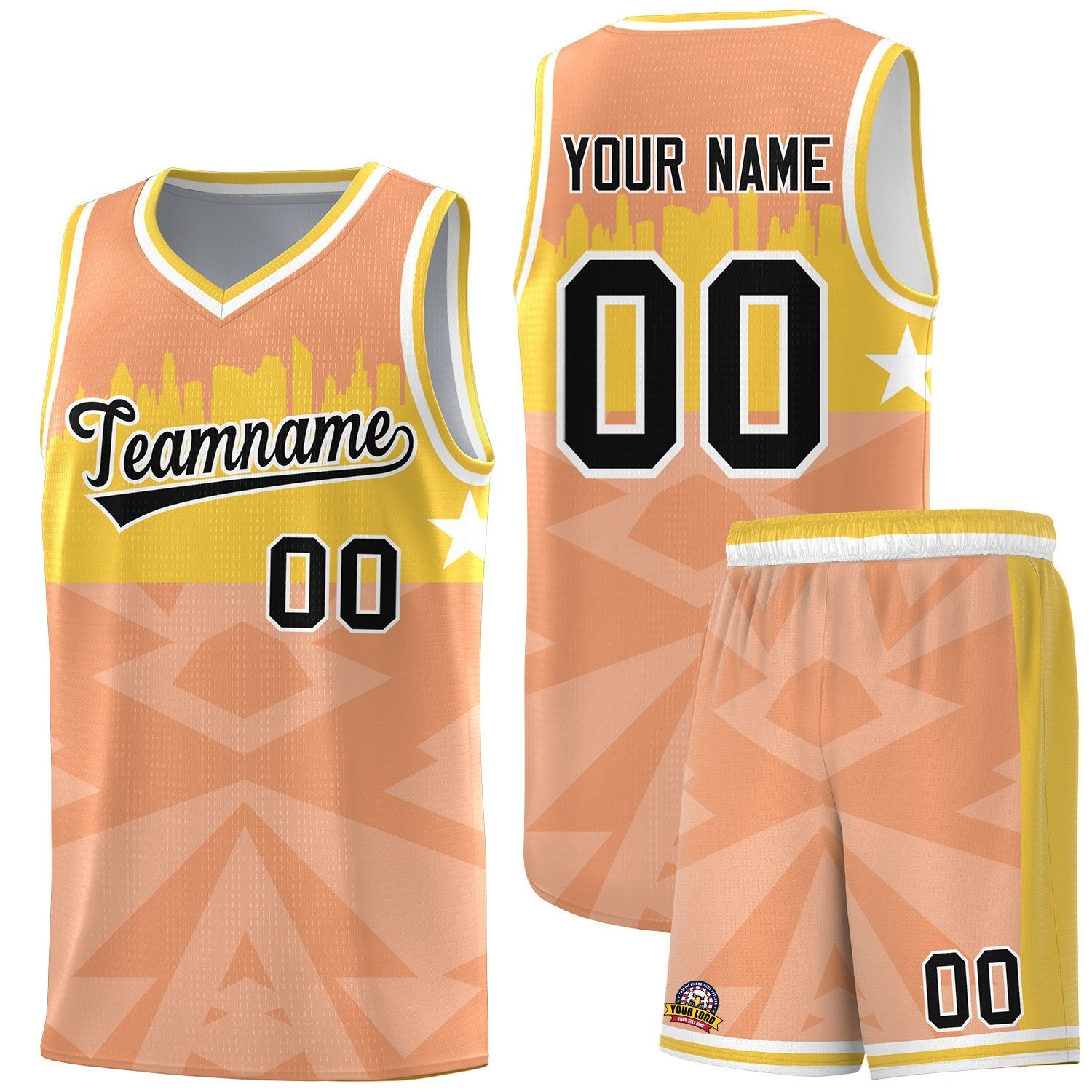 Custom Orange Personalized City Silhouette Pattern Sports Uniform Basketball Jersey|KXKSHOP