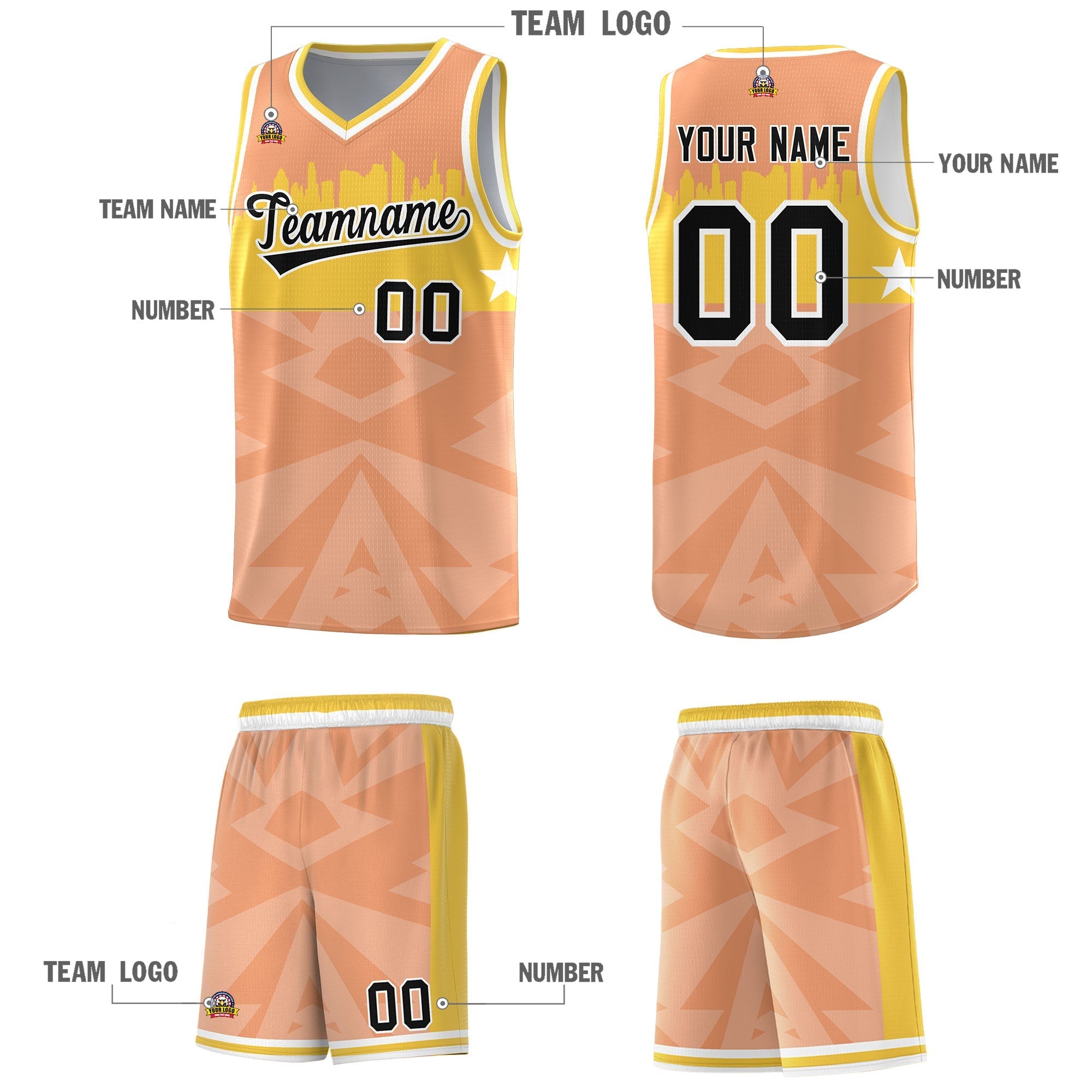 Custom Orange Personalized City Silhouette Pattern Sports Uniform Basketball Jersey|KXKSHOP