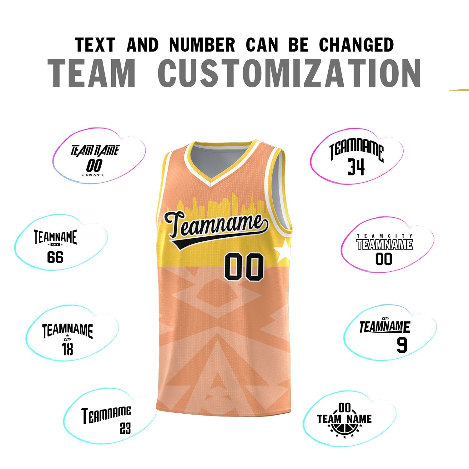 Custom Orange Personalized City Silhouette Pattern Sports Uniform Basketball Jersey|KXKSHOP