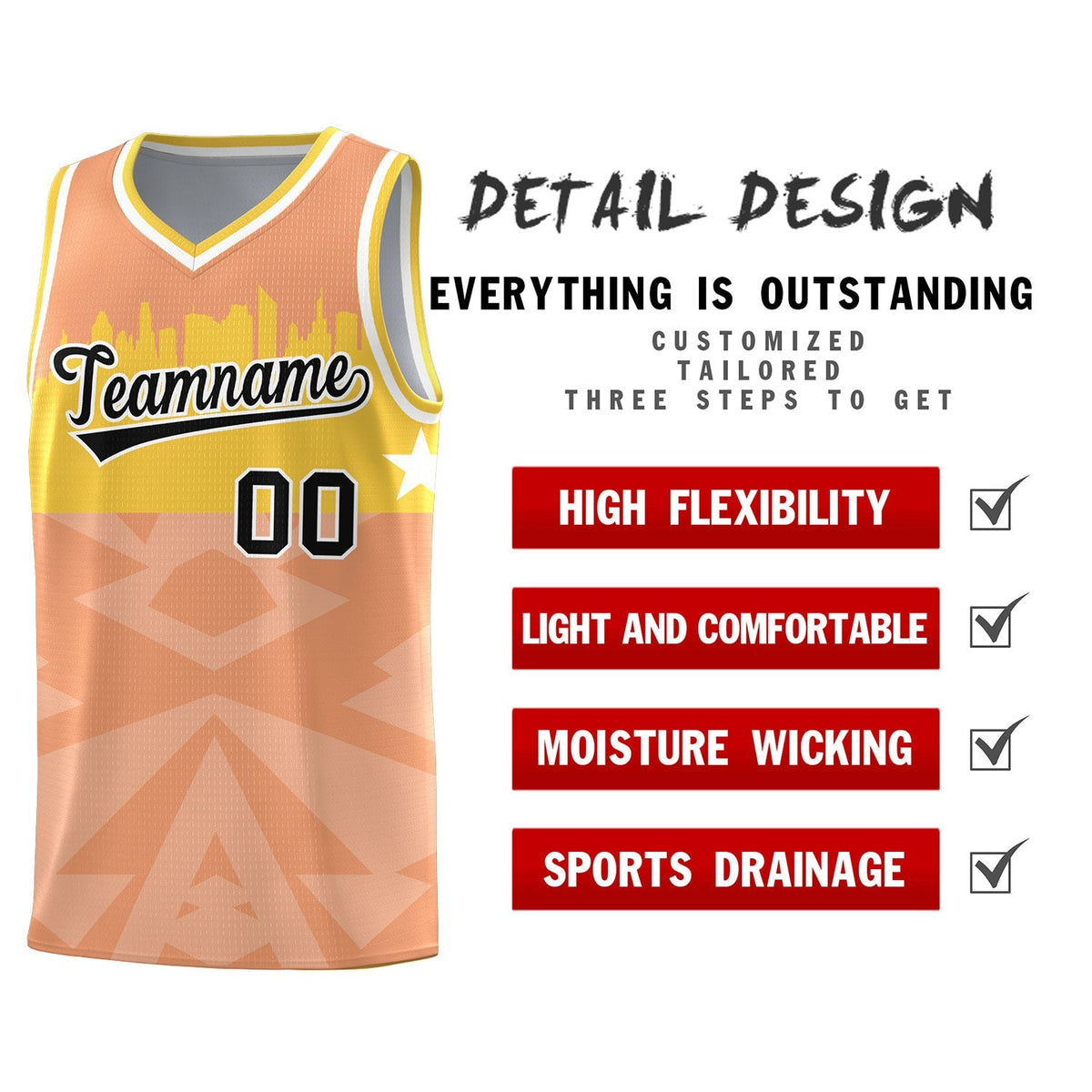 Custom Orange Personalized City Silhouette Pattern Sports Uniform Basketball Jersey|KXKSHOP