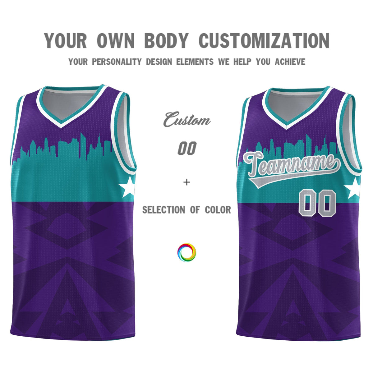 Custom Purple Personalized City Silhouette Pattern Sports Uniform Basketball Jersey|KXKSHOP