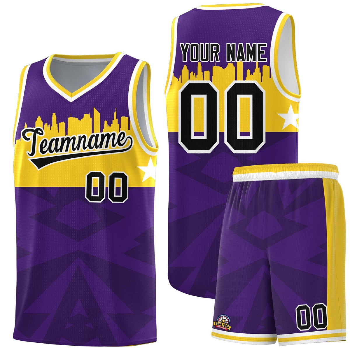 Custom Purple Personalized City Silhouette Pattern Sports Uniform Basketball Jersey|KXKSHOP