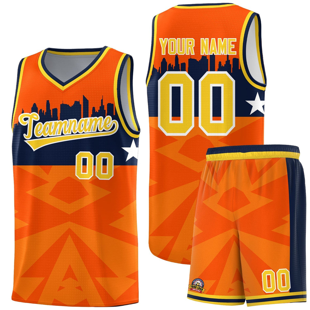 Custom Orange Personalized City Silhouette Pattern Sports Uniform Basketball Jersey|KXKSHOP