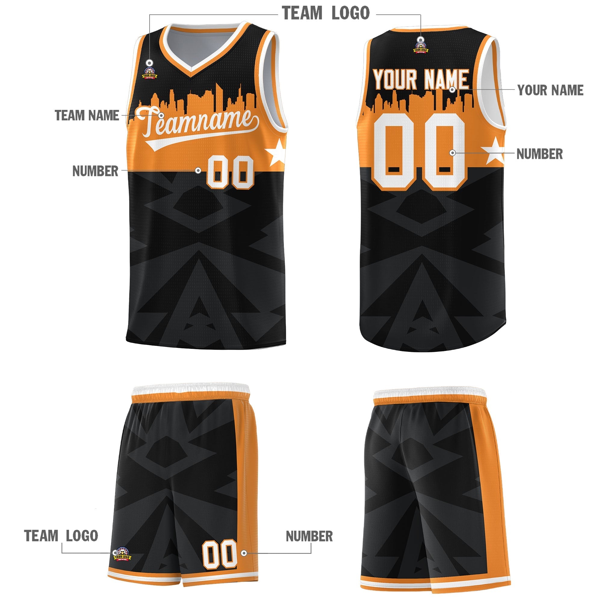 Custom Black Personalized City Silhouette Pattern Sports Uniform Basketball Jersey|KXKSHOP
