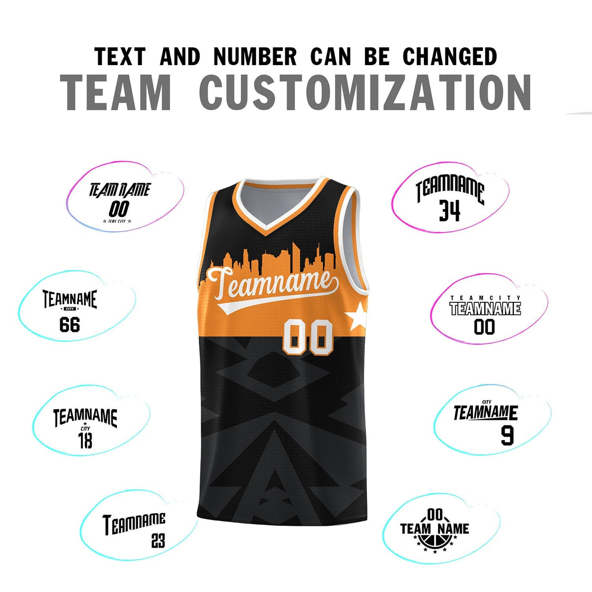 Custom Black Personalized City Silhouette Pattern Sports Uniform Basketball Jersey|KXKSHOP