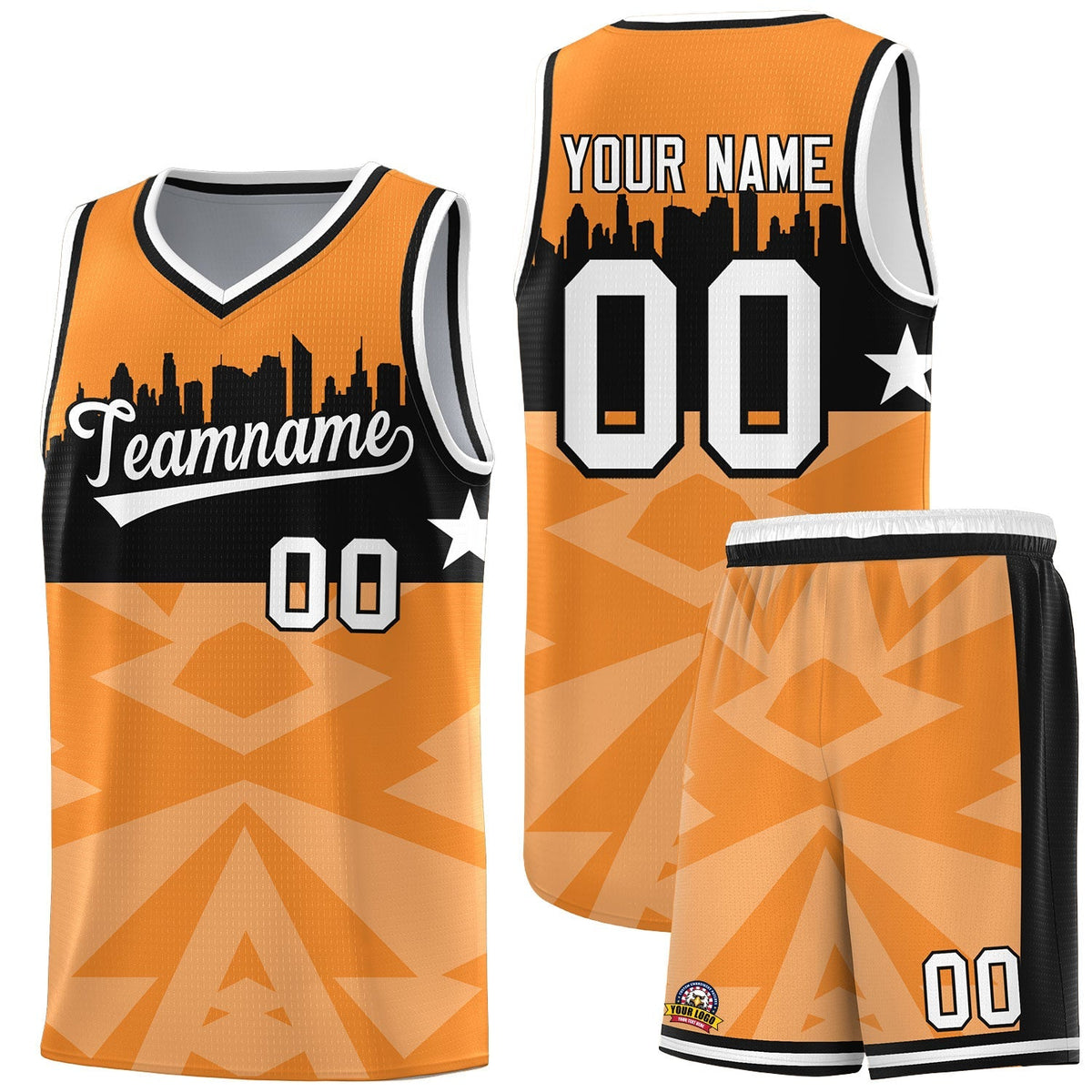 Custom Orange Personalized City Silhouette Pattern Sports Uniform Basketball Jersey|KXKSHOP