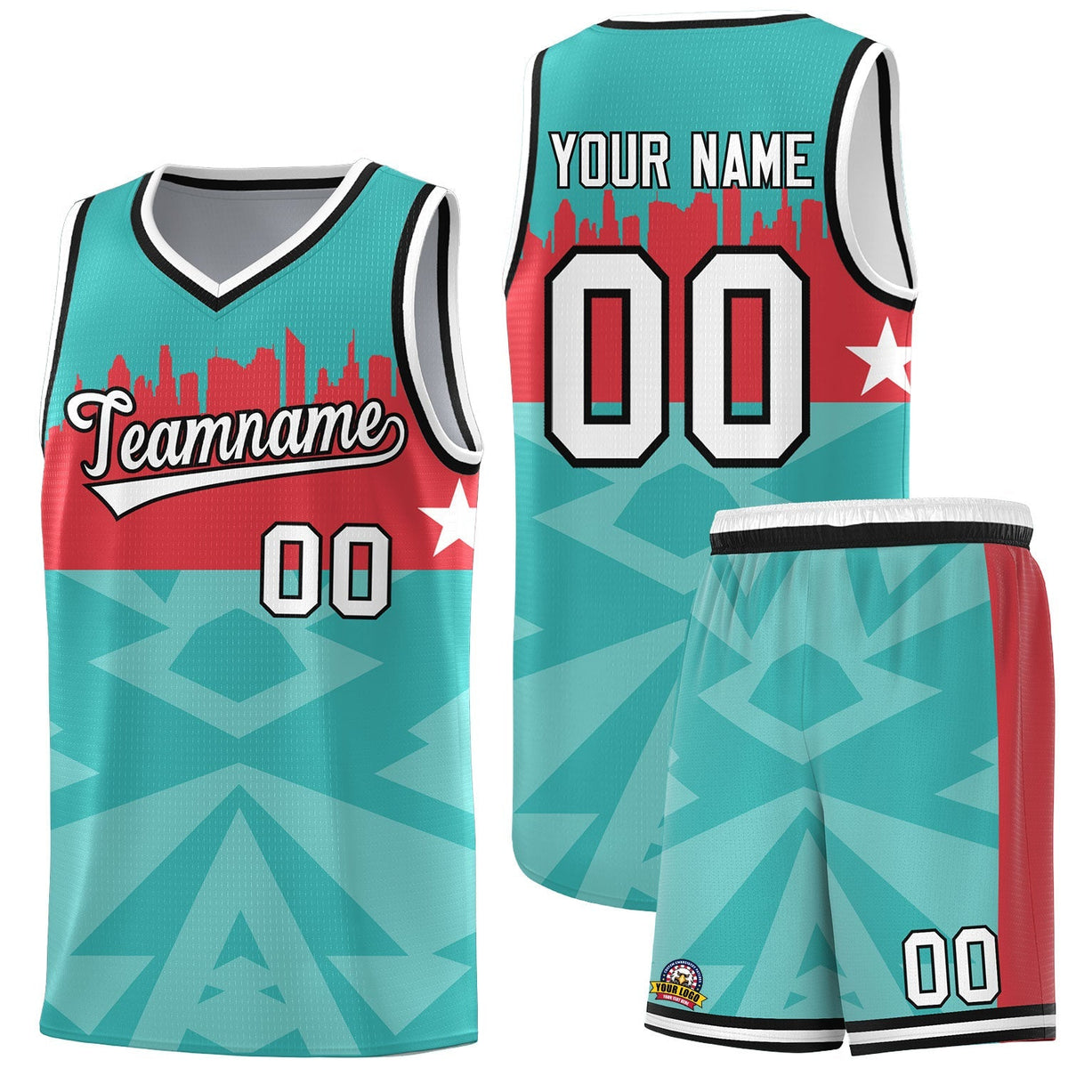 Custom Bright Green Personalized City Silhouette Pattern Sports Uniform Basketball Jersey|KXKSHOP