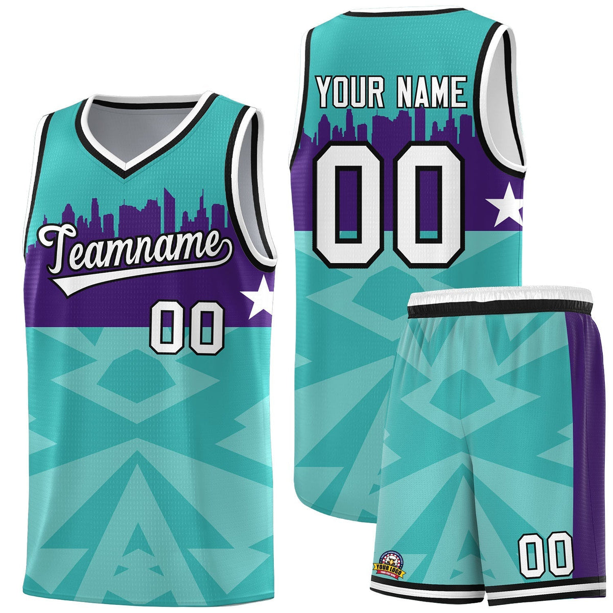 Custom Bright Green Personalized City Silhouette Pattern Sports Uniform Basketball Jersey|KXKSHOP