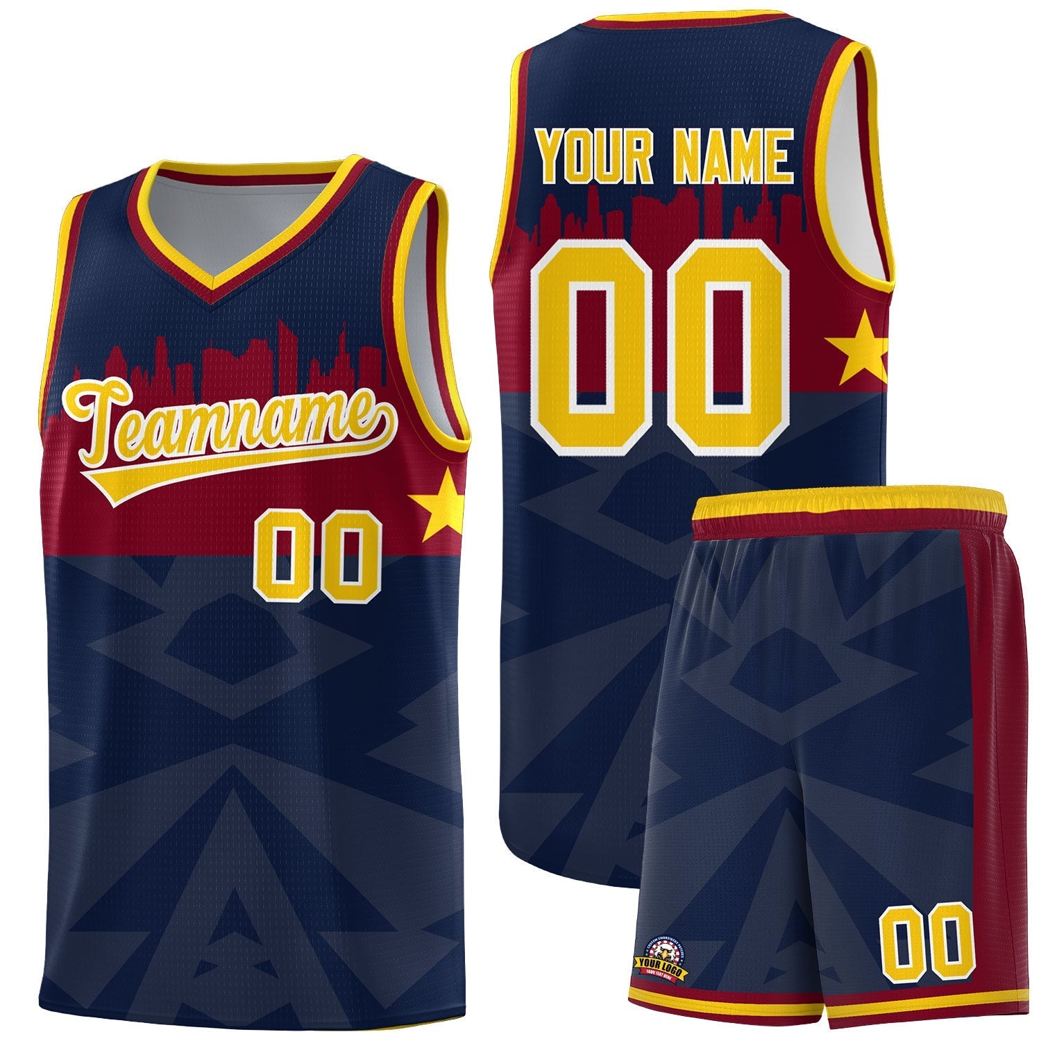 Custom Navy Personalized City Silhouette Pattern Sports Uniform Basketball Jersey|KXKSHOP