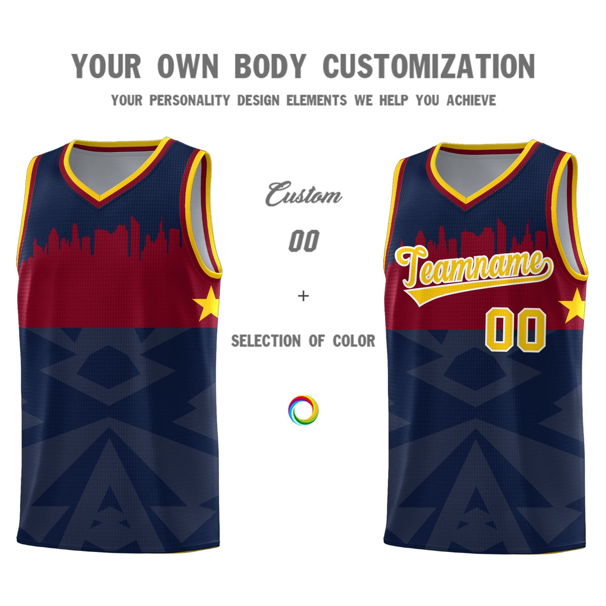 Custom Navy Personalized City Silhouette Pattern Sports Uniform Basketball Jersey|KXKSHOP