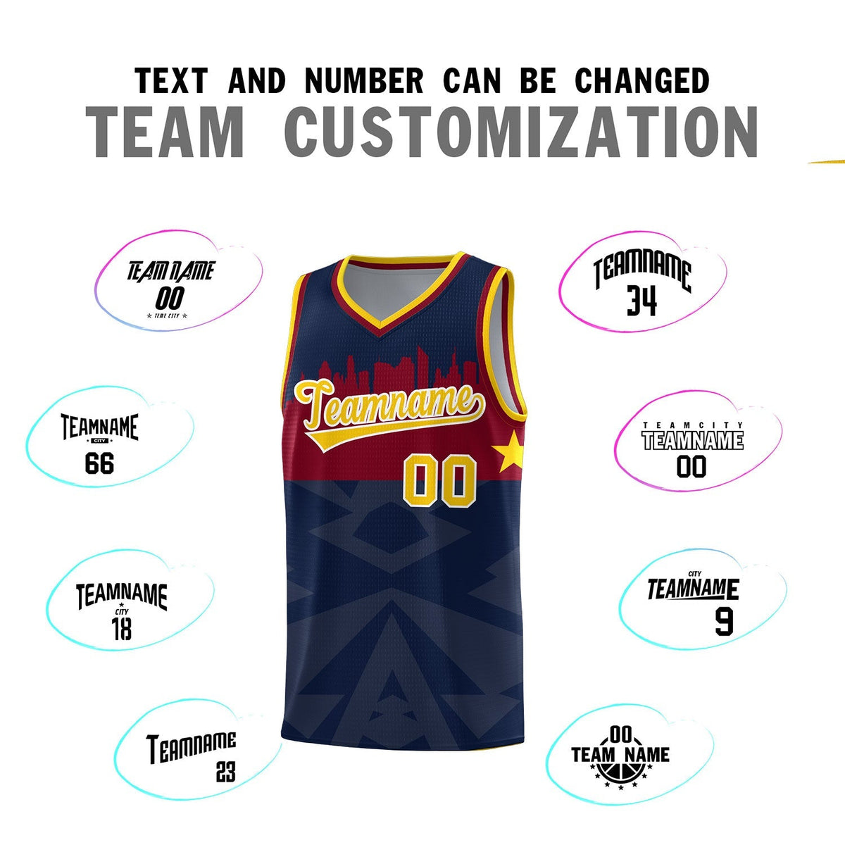 Custom Navy Personalized City Silhouette Pattern Sports Uniform Basketball Jersey|KXKSHOP