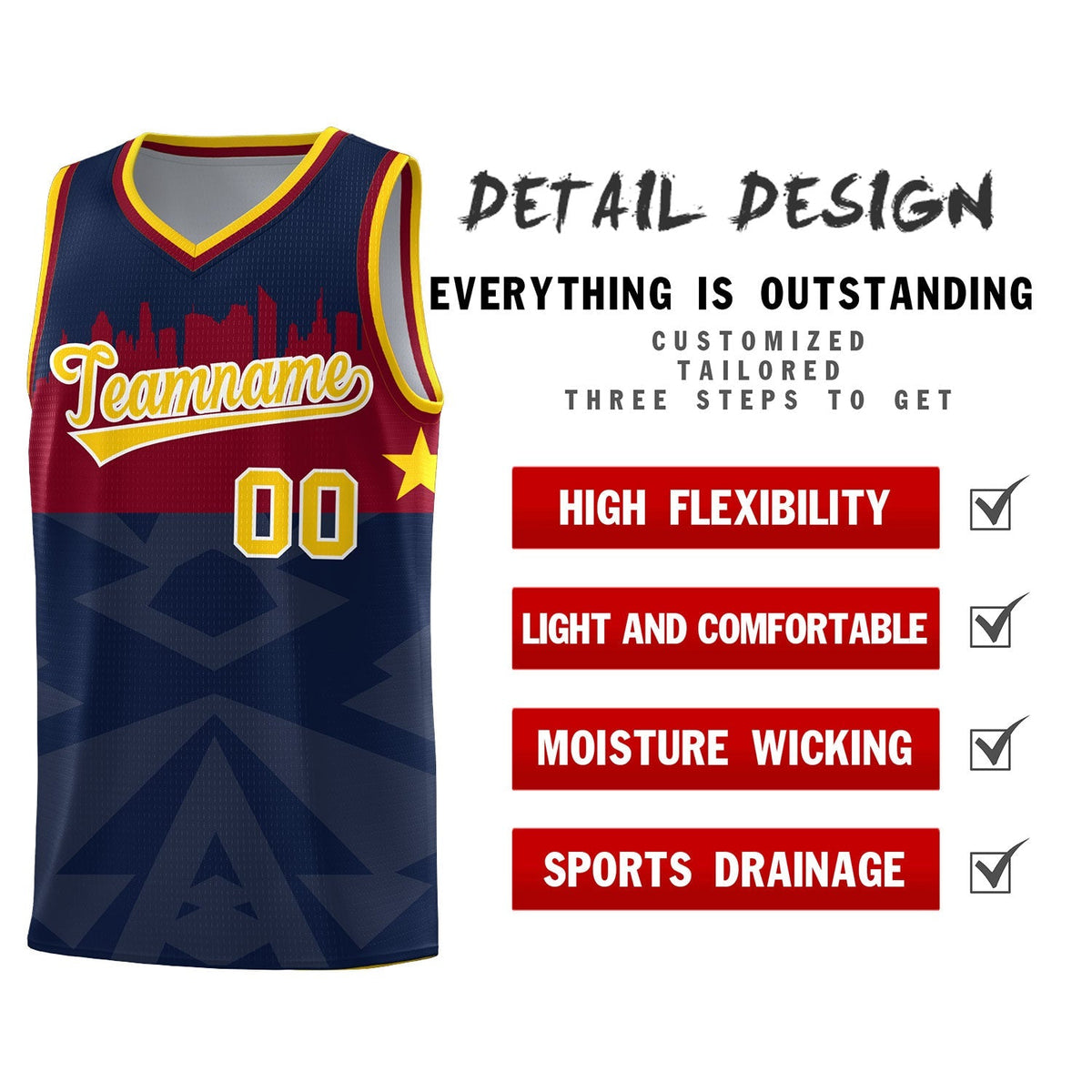 Custom Navy Personalized City Silhouette Pattern Sports Uniform Basketball Jersey|KXKSHOP