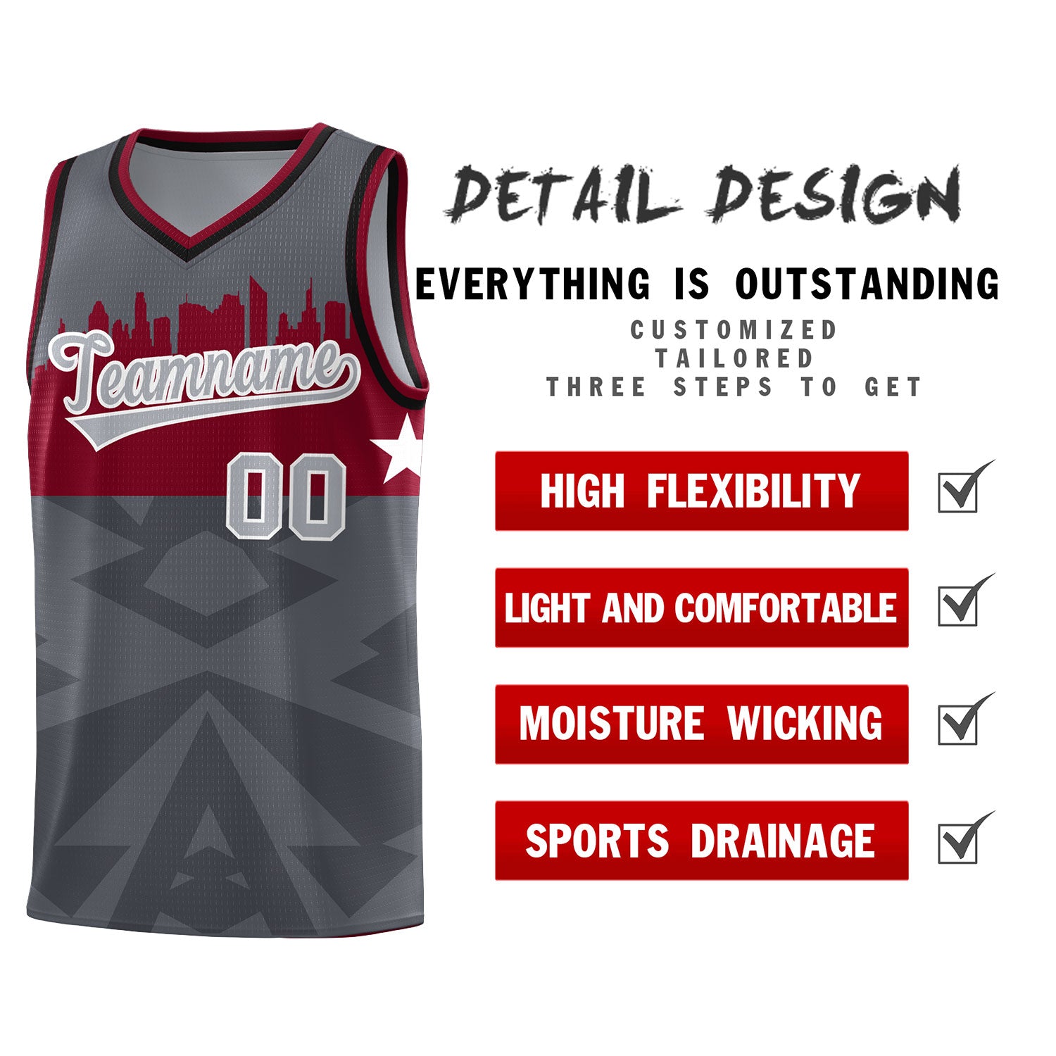 Custom Dark Gray Personalized City Silhouette Pattern Sports Uniform Basketball Jersey|KXKSHOP