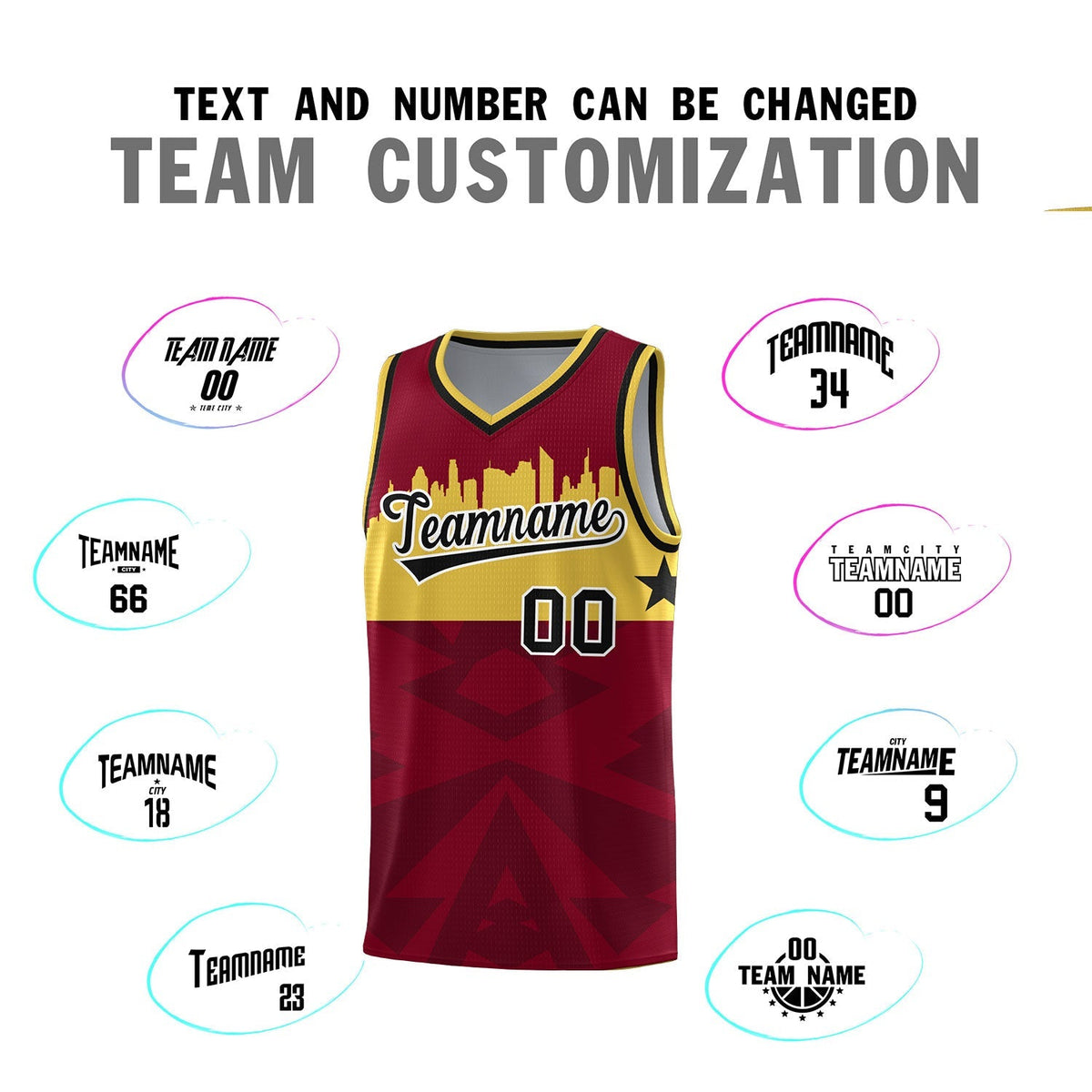 Custom Crimson Personalized City Silhouette Pattern Sports Uniform Basketball Jersey|KXKSHOP