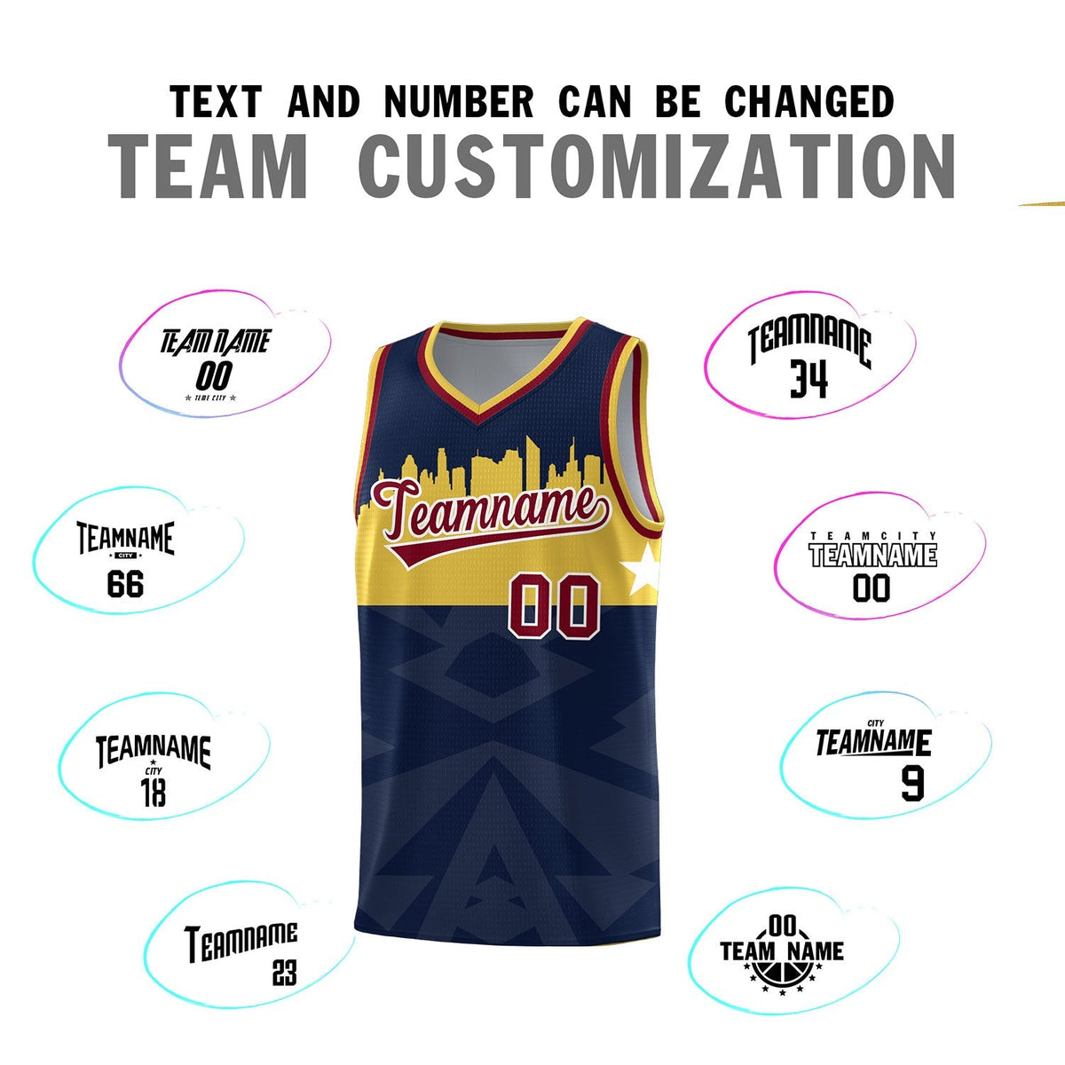 Custom Navy Personalized City Silhouette Pattern Sports Uniform Basketball Jersey|KXKSHOP