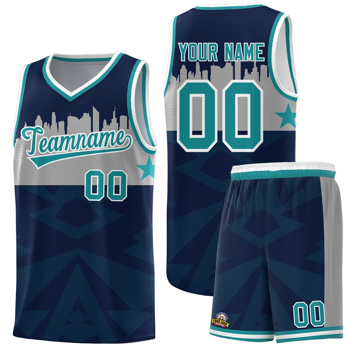 Custom Navy Personalized City Silhouette Pattern Sports Uniform Basketball Jersey|KXKSHOP