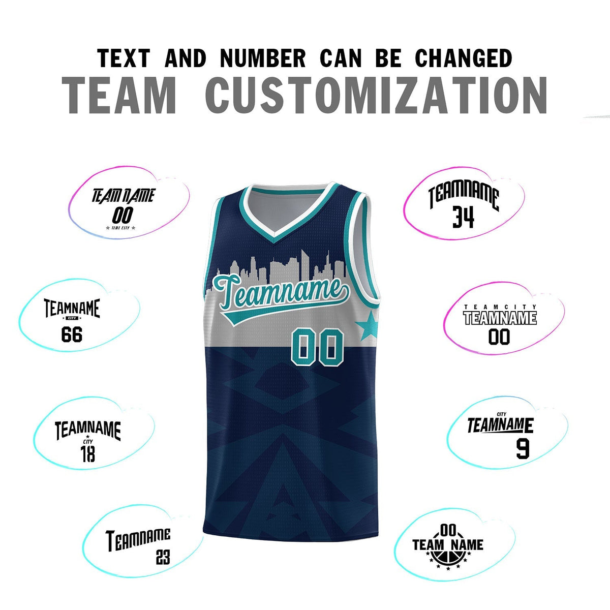 Custom Navy Personalized City Silhouette Pattern Sports Uniform Basketball Jersey|KXKSHOP