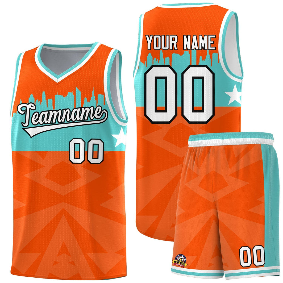 Custom Orange Personalized City Silhouette Pattern Sports Uniform Basketball Jersey|KXKSHOP