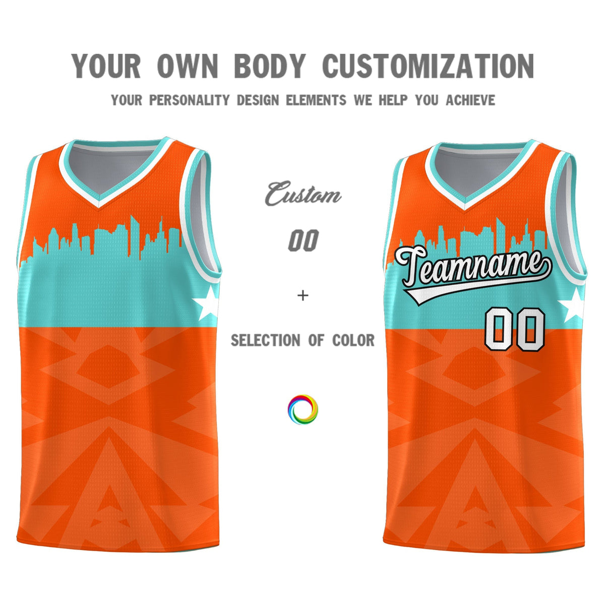 Custom Orange Personalized City Silhouette Pattern Sports Uniform Basketball Jersey|KXKSHOP