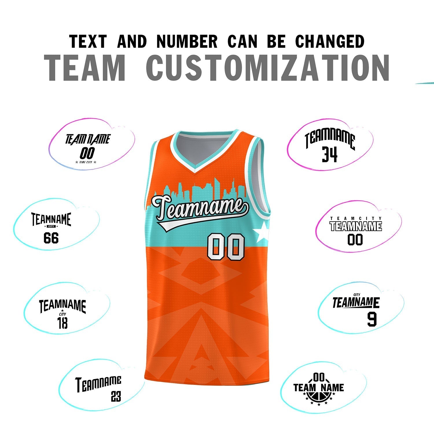 Custom Orange Personalized City Silhouette Pattern Sports Uniform Basketball Jersey|KXKSHOP