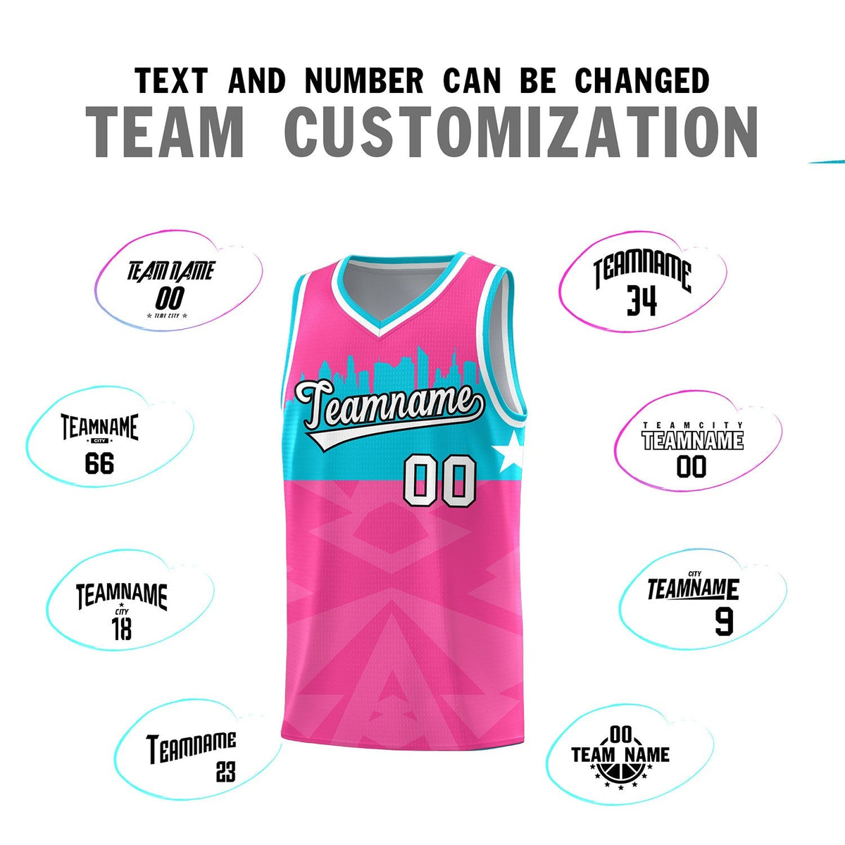 Custom Pink Personalized City Silhouette Pattern Sports Uniform Basketball Jersey|KXKSHOP