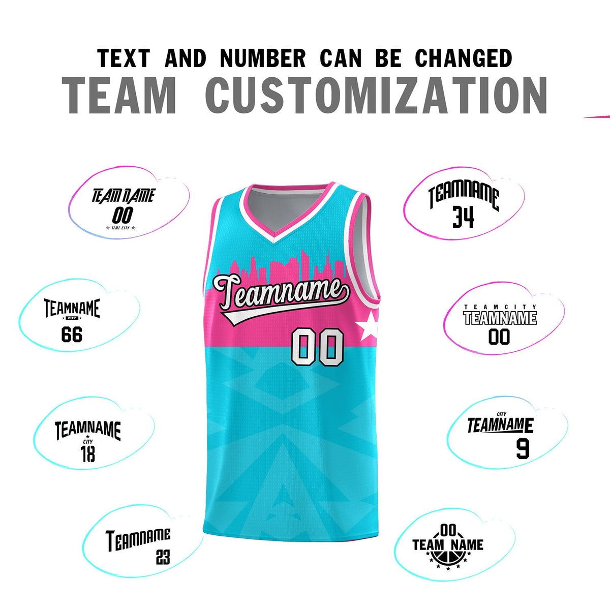Custom Sky Blue Personalized City Silhouette Pattern Sports Uniform Basketball Jersey|KXKSHOP