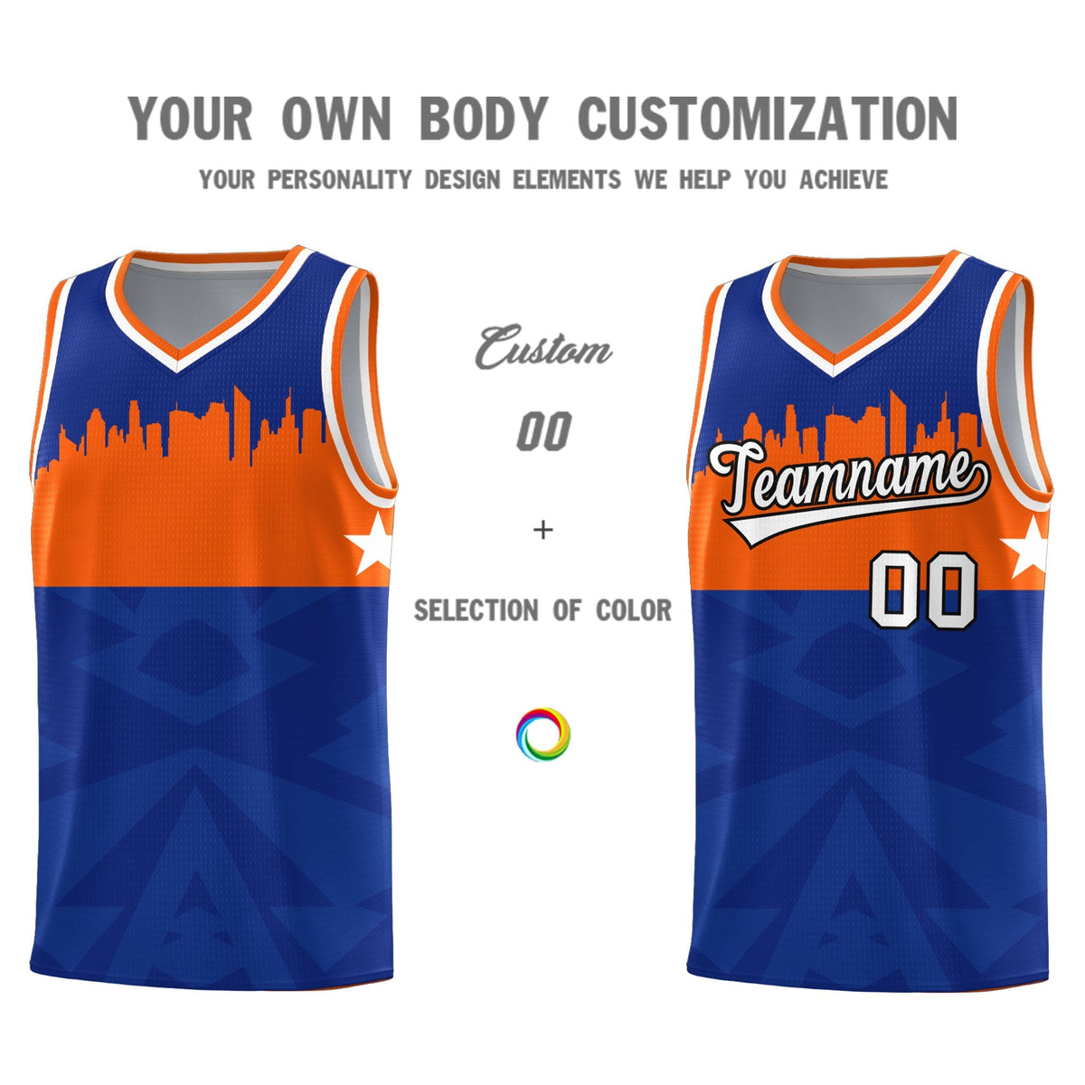 Custom Royal Personalized City Silhouette Pattern Sports Uniform Basketball Jersey|KXKSHOP