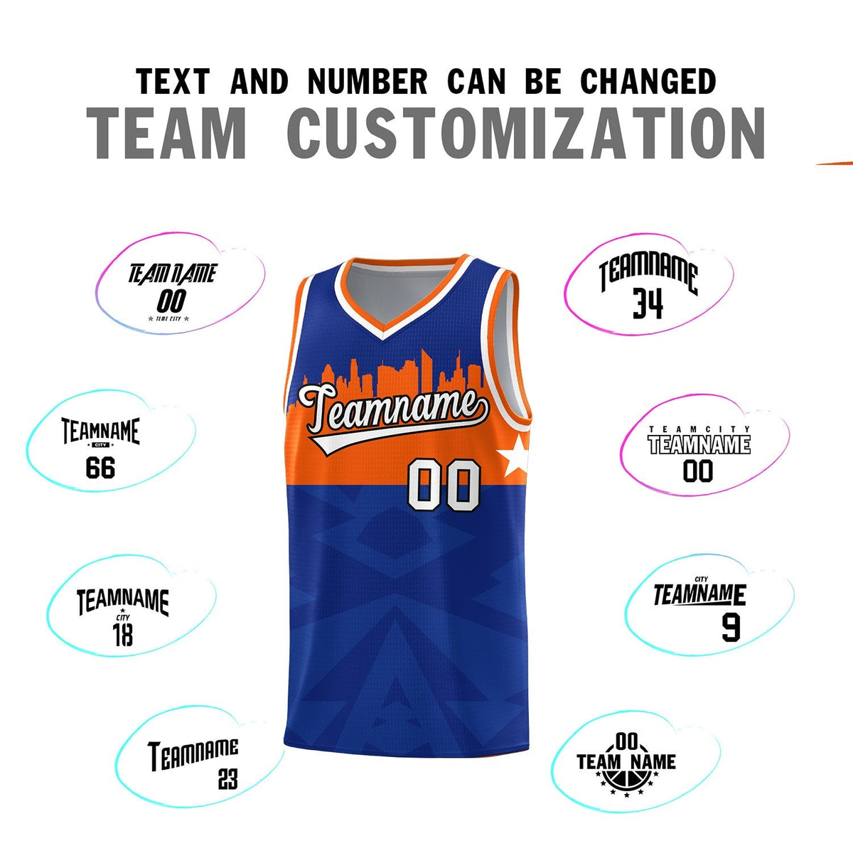 Custom Royal Personalized City Silhouette Pattern Sports Uniform Basketball Jersey|KXKSHOP