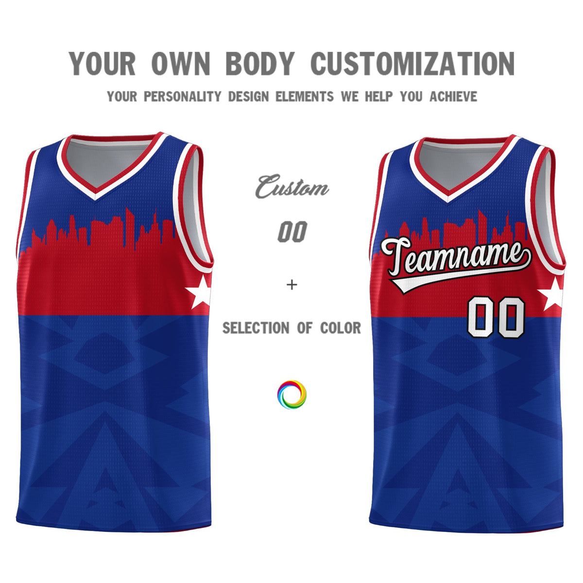 Custom Royal Personalized City Silhouette Pattern Sports Uniform Basketball Jersey|KXKSHOP