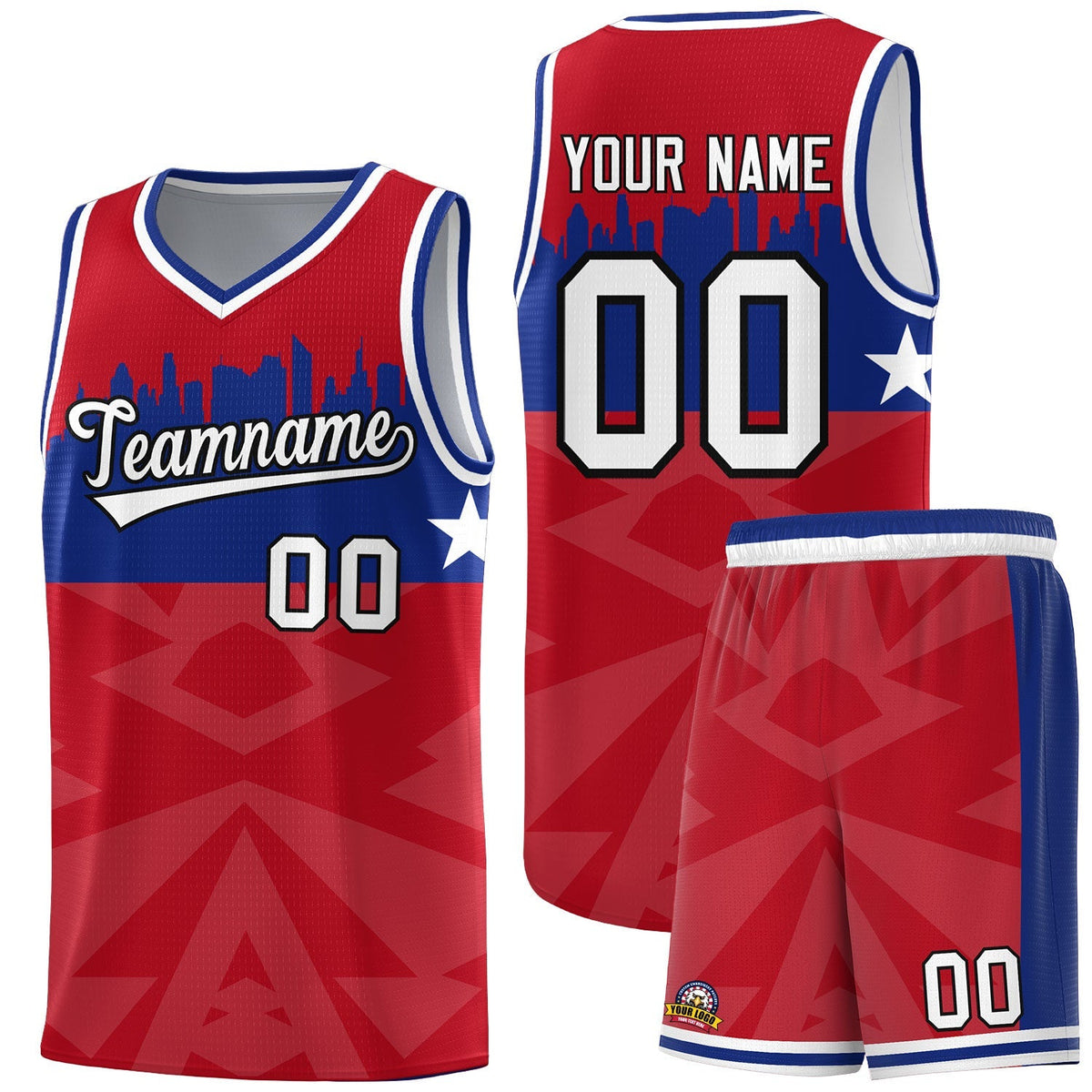 Custom Red Personalized City Silhouette Pattern Sports Uniform Basketball Jersey|KXKSHOP