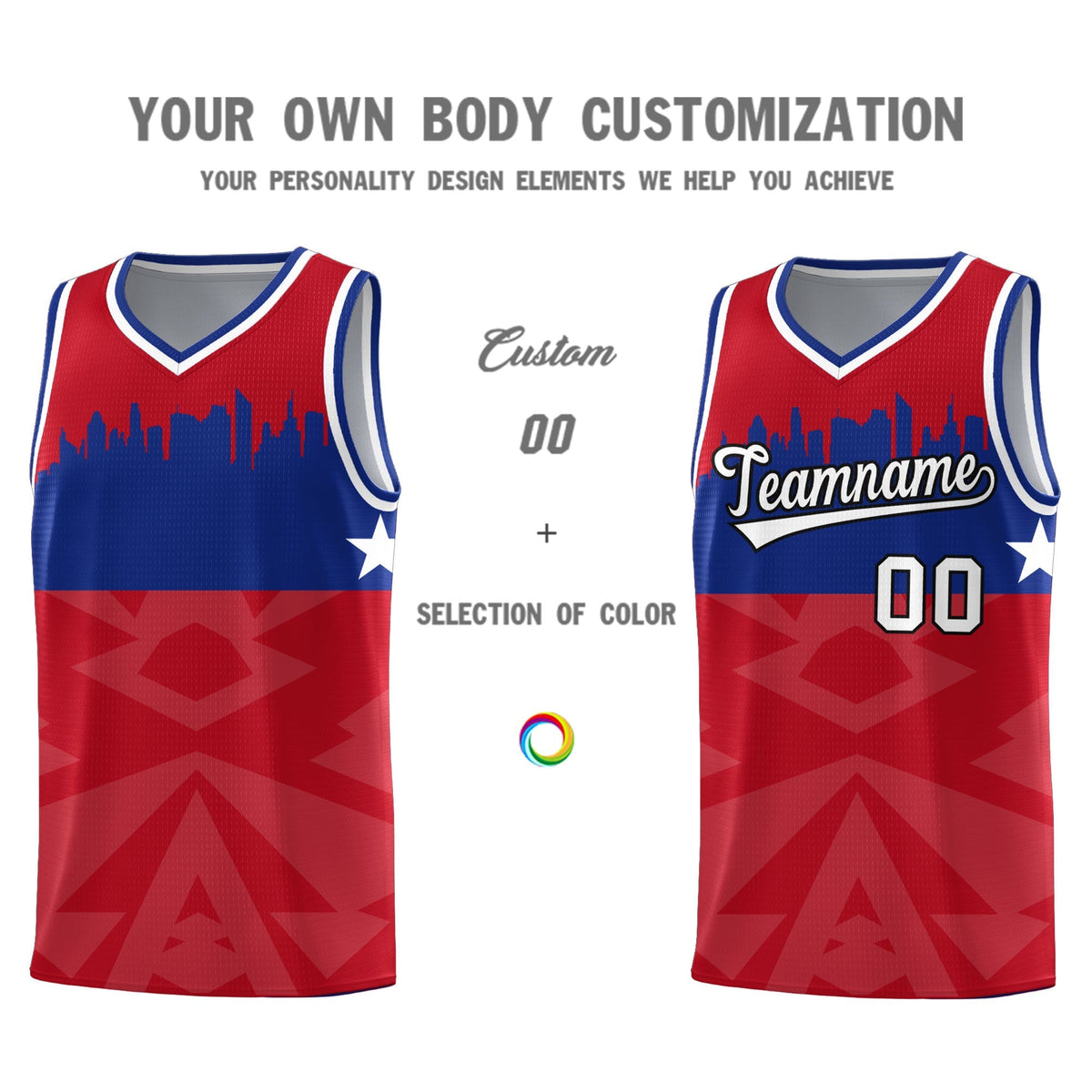 Custom Red Personalized City Silhouette Pattern Sports Uniform Basketball Jersey|KXKSHOP