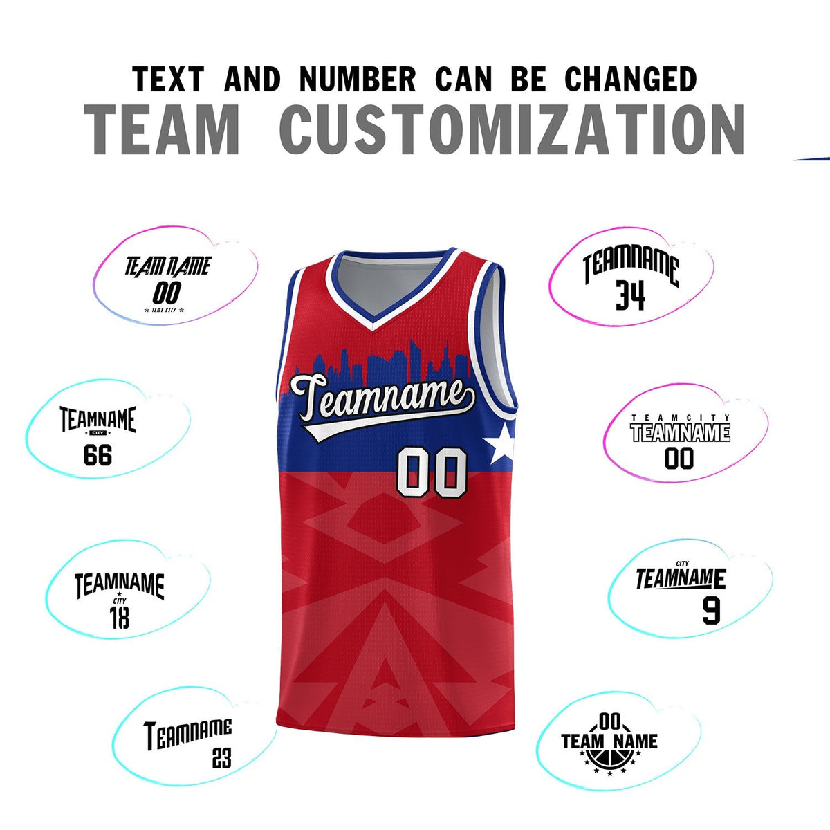 Custom Red Personalized City Silhouette Pattern Sports Uniform Basketball Jersey|KXKSHOP