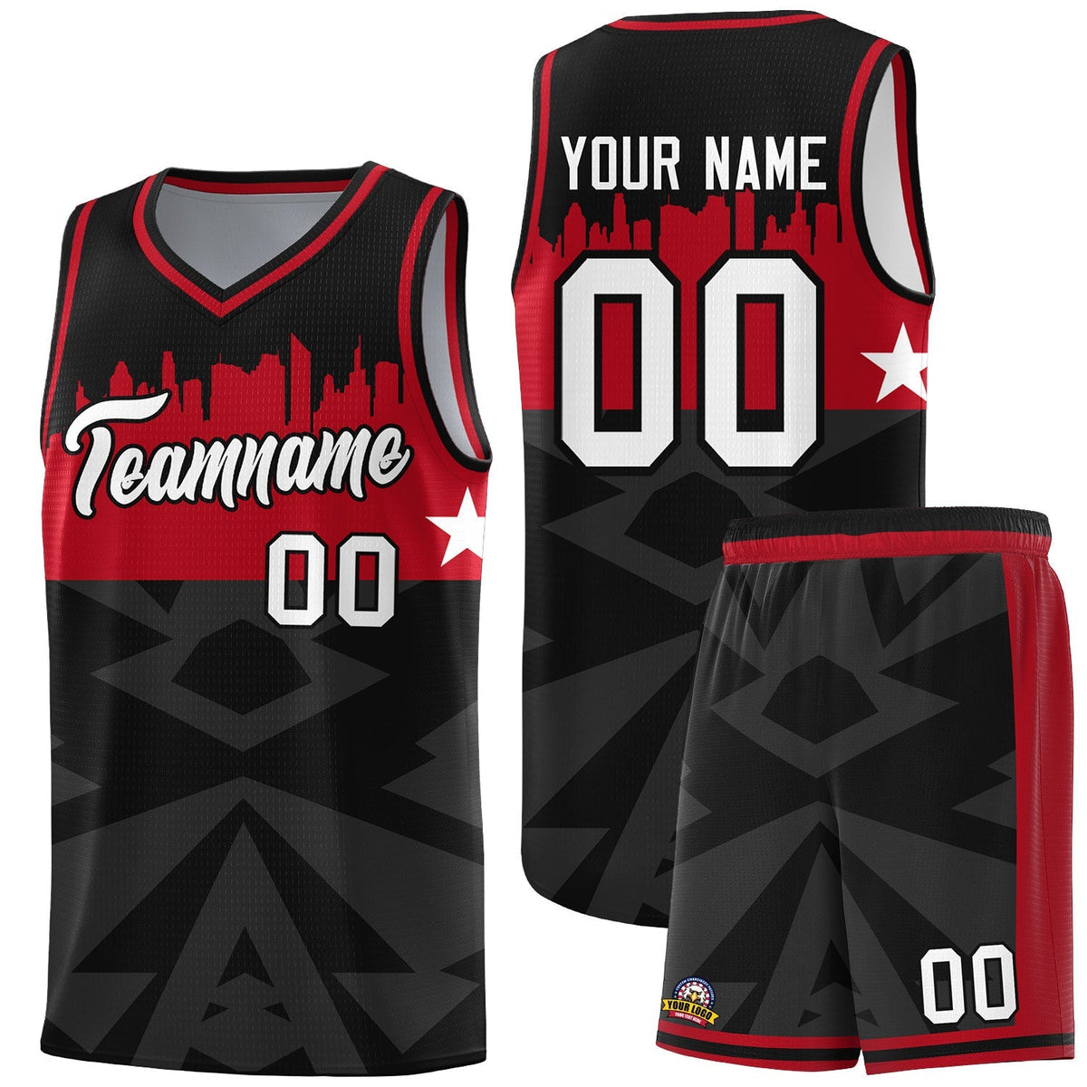Custom Black Personalized City Silhouette Pattern Sports Uniform Basketball Jersey|KXKSHOP