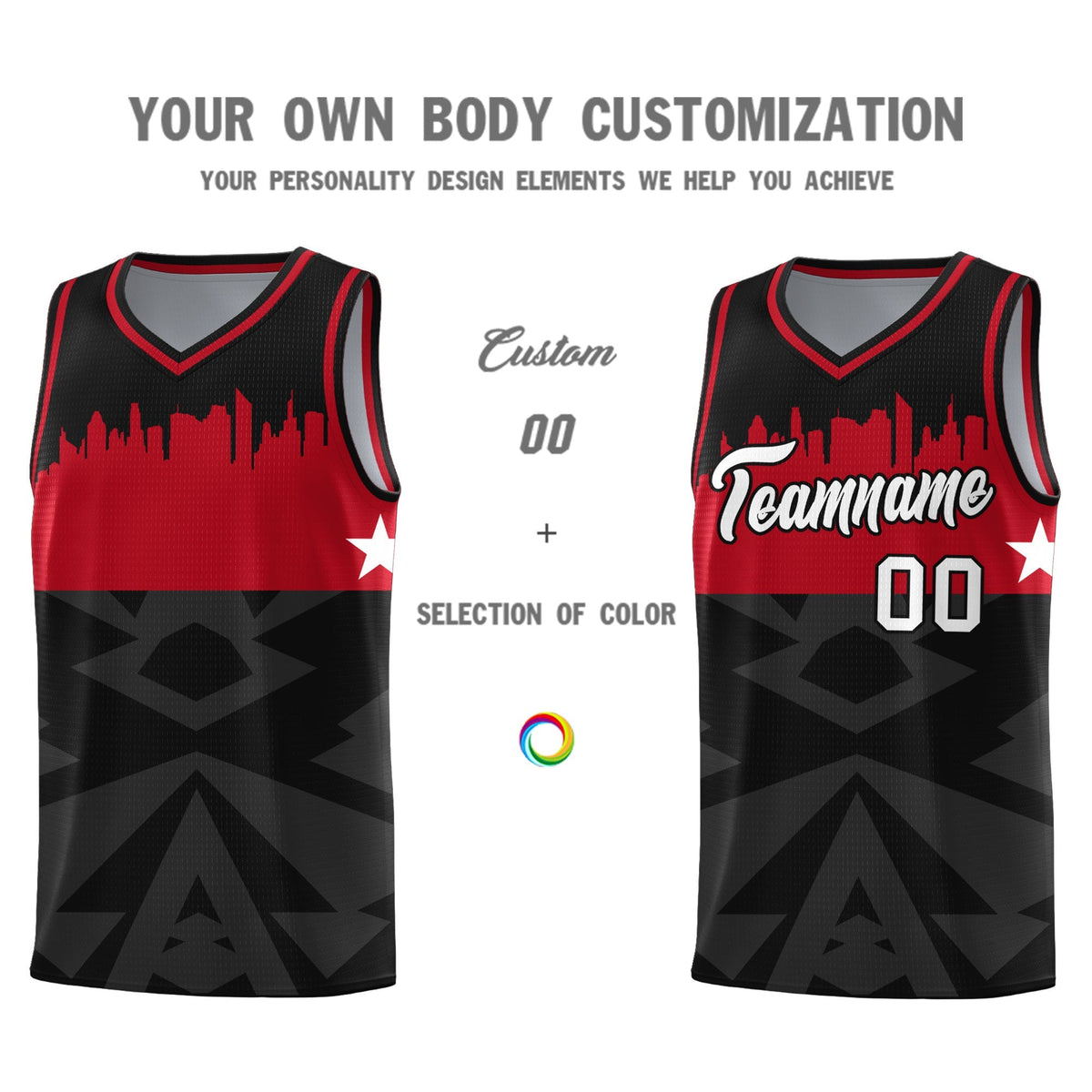 Custom Black Personalized City Silhouette Pattern Sports Uniform Basketball Jersey|KXKSHOP
