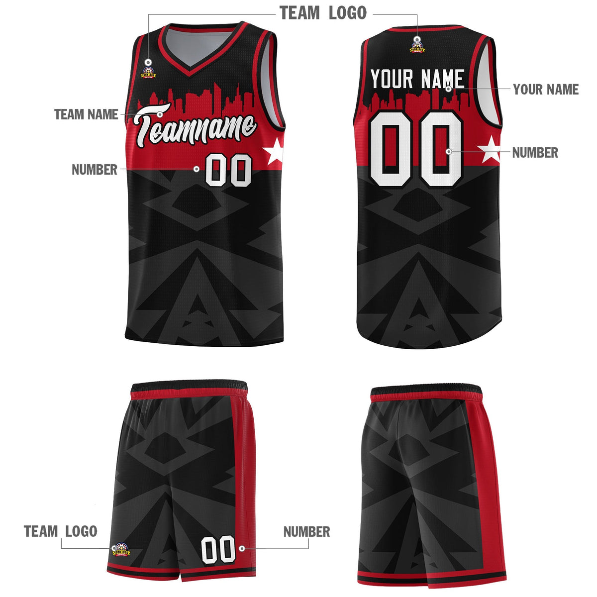 Custom Black Personalized City Silhouette Pattern Sports Uniform Basketball Jersey|KXKSHOP