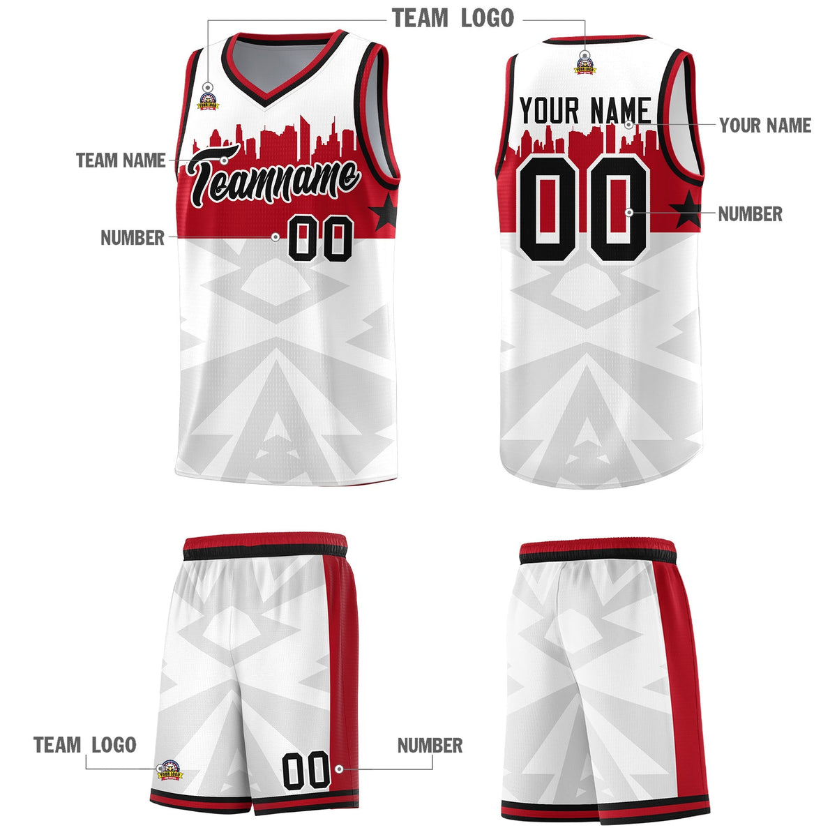 Custom White Personalized City Silhouette Pattern Sports Uniform Basketball Jersey|KXKSHOP