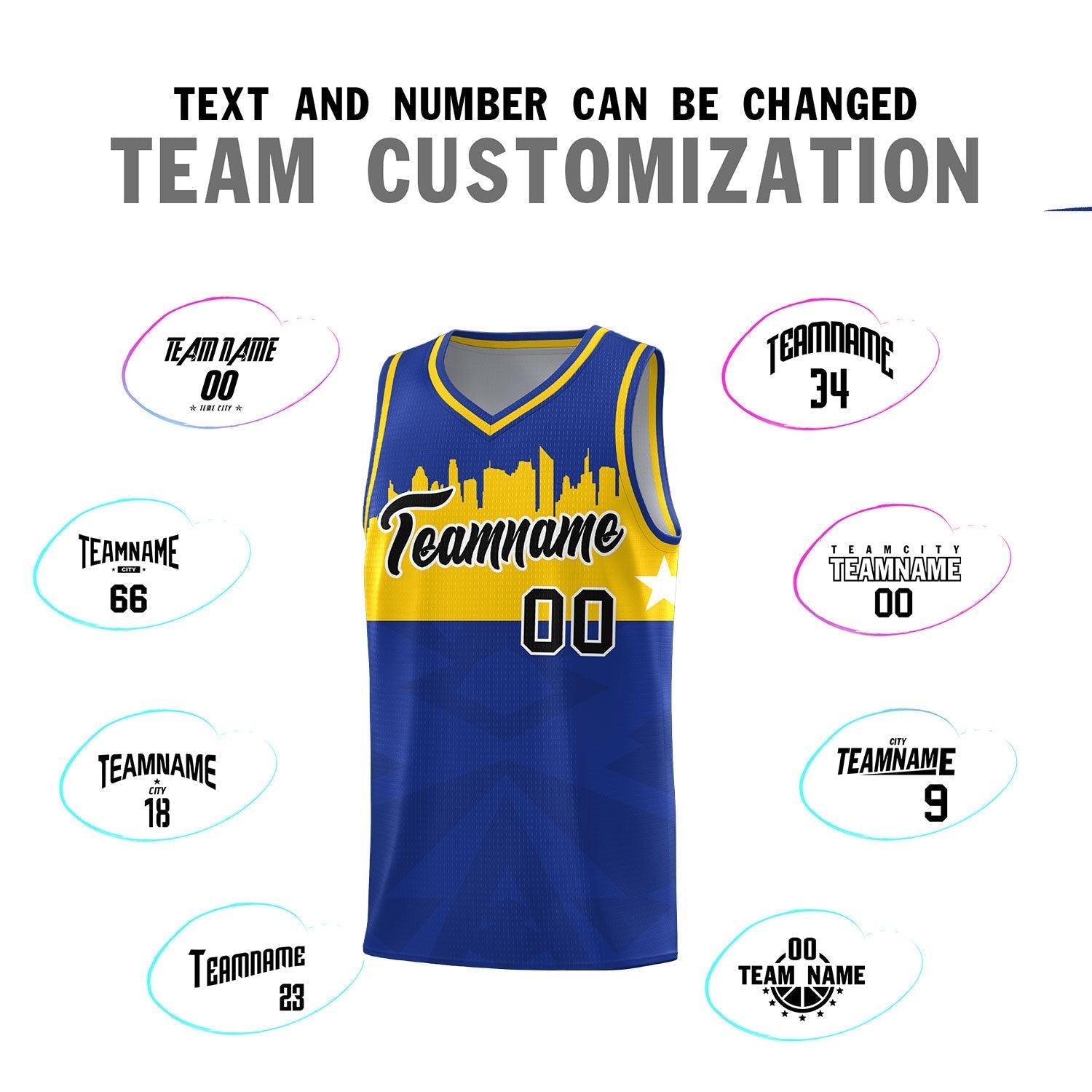 Custom Royal Personalized City Silhouette Pattern Sports Uniform Basketball Jersey|KXKSHOP