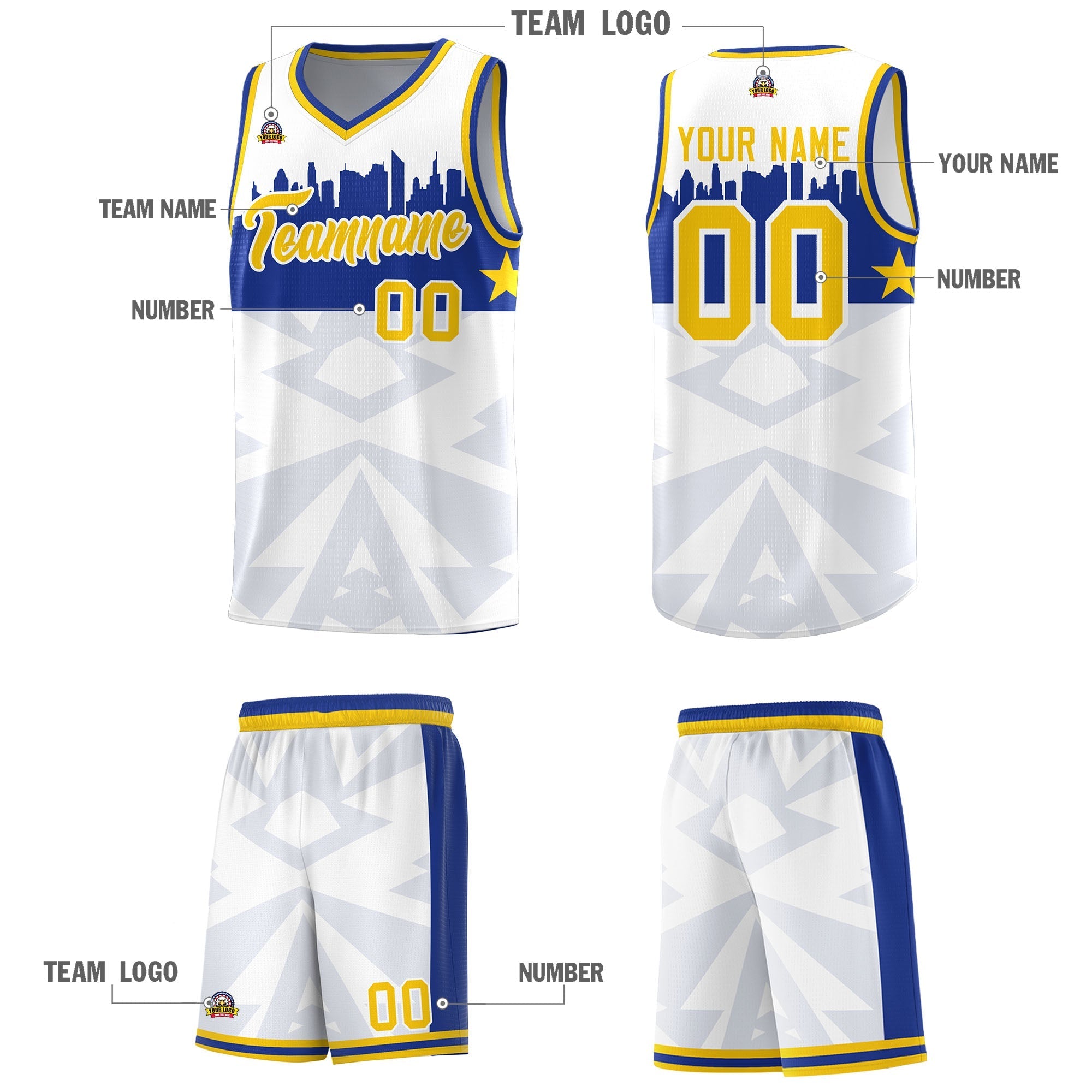 Custom White Personalized City Silhouette Pattern Sports Uniform Basketball Jersey|KXKSHOP