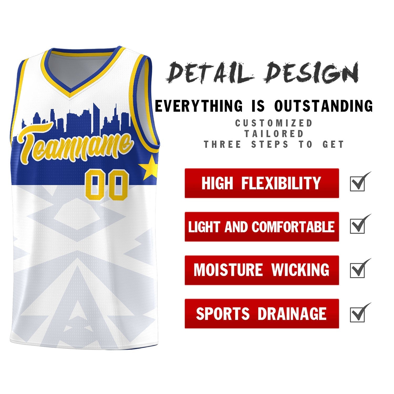 Custom White Personalized City Silhouette Pattern Sports Uniform Basketball Jersey|KXKSHOP