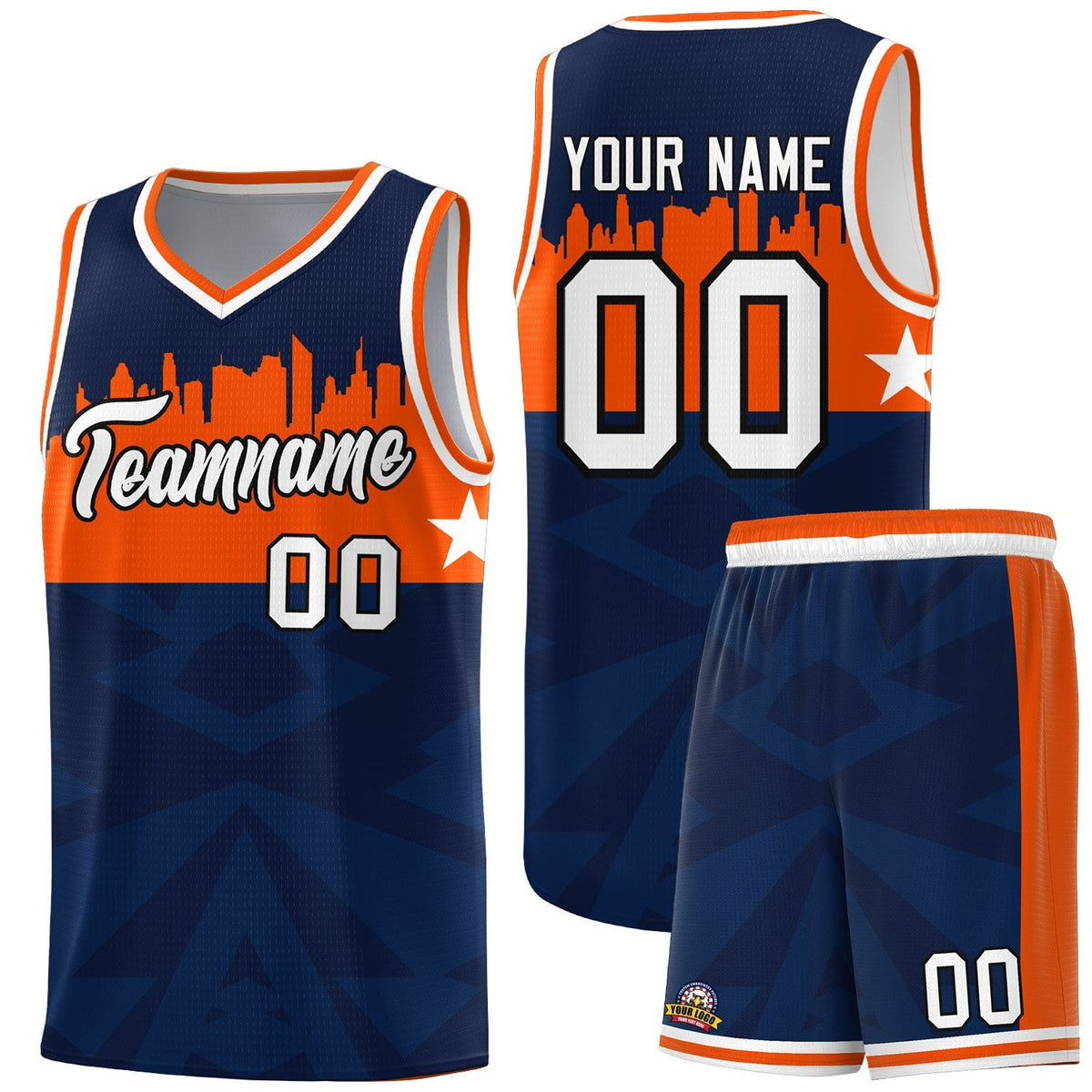 Custom Navy Personalized City Silhouette Pattern Sports Uniform Basketball Jersey|KXKSHOP
