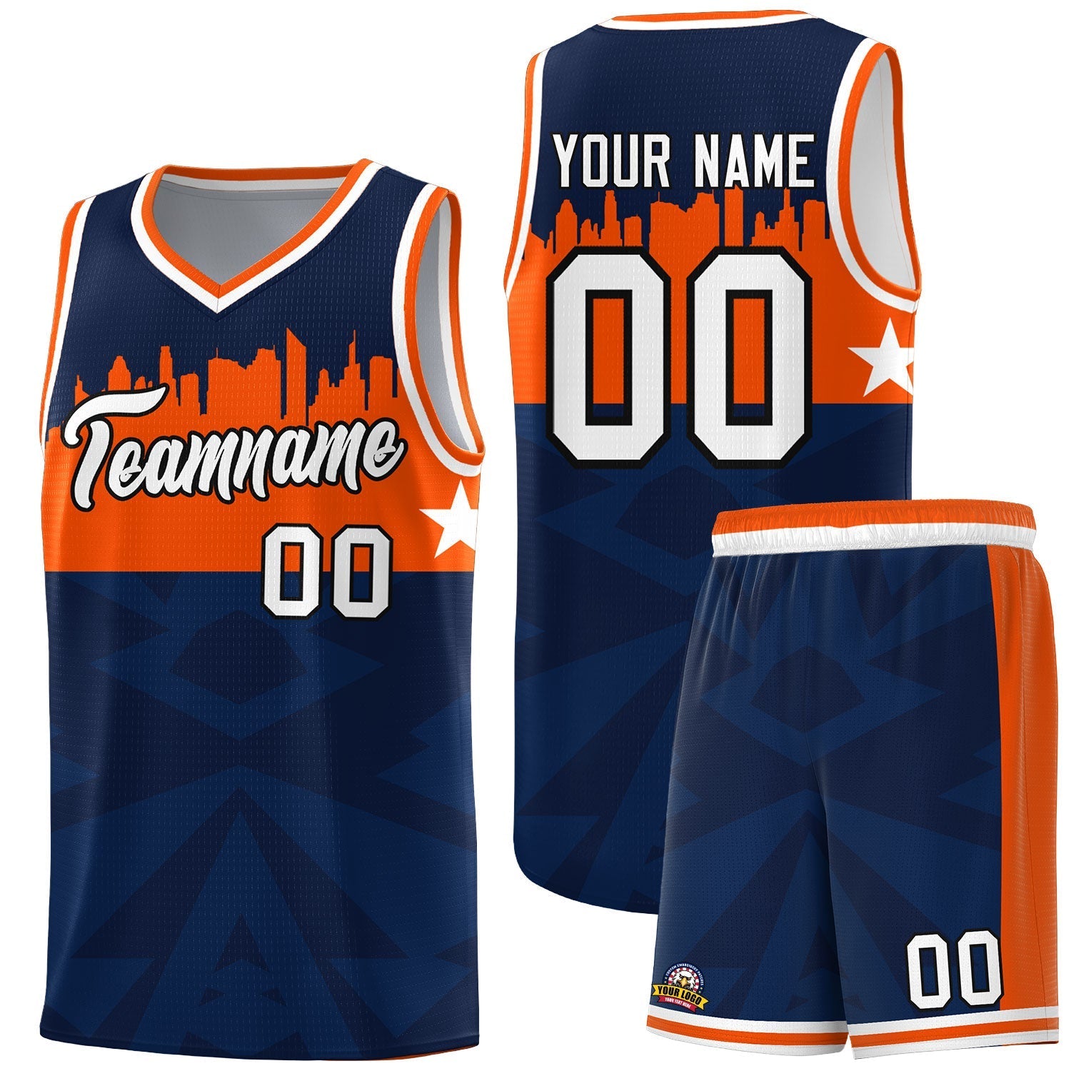 Custom Navy Personalized City Silhouette Pattern Sports Uniform Basketball Jersey|KXKSHOP